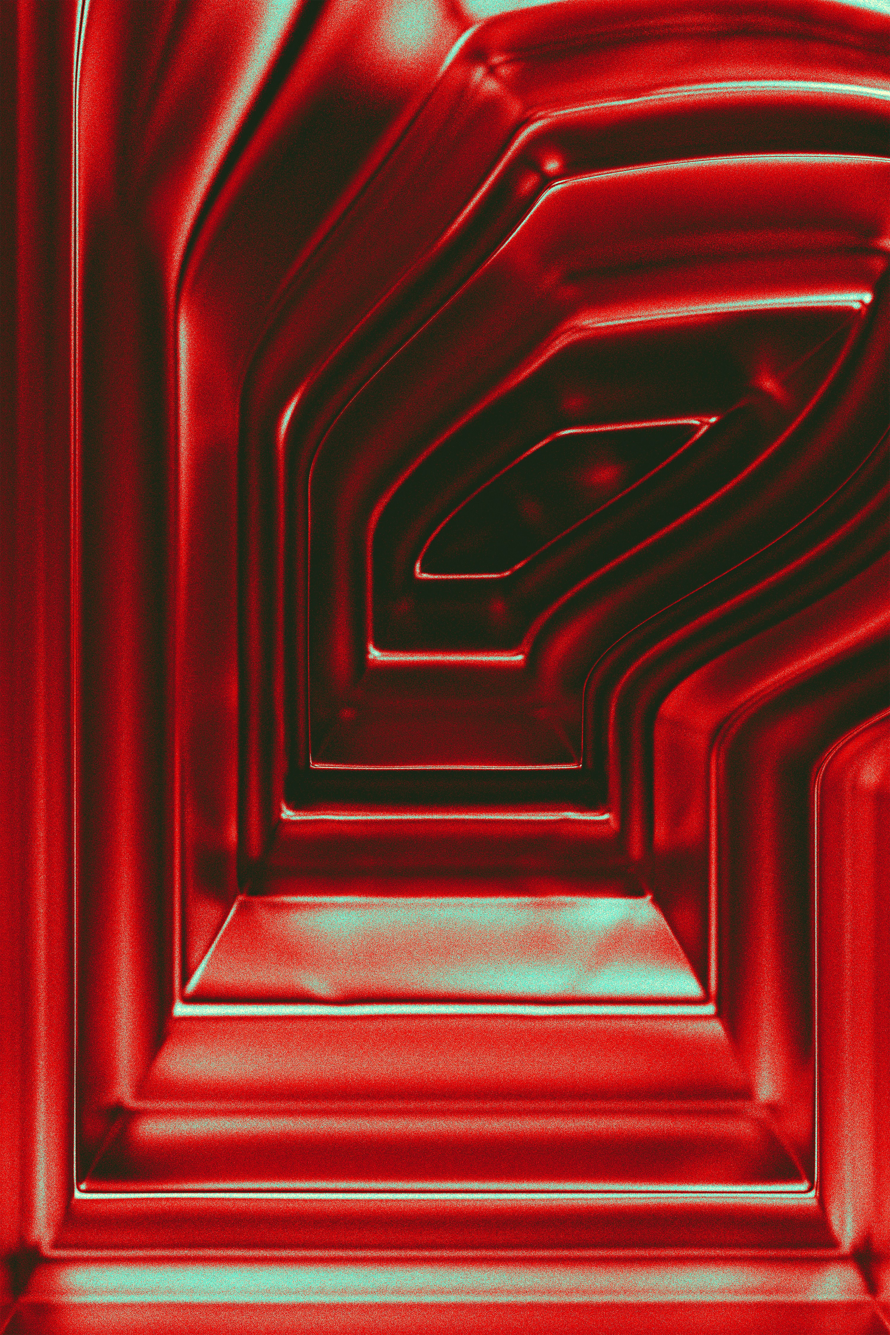 Abstract red metallic geometric tunnel