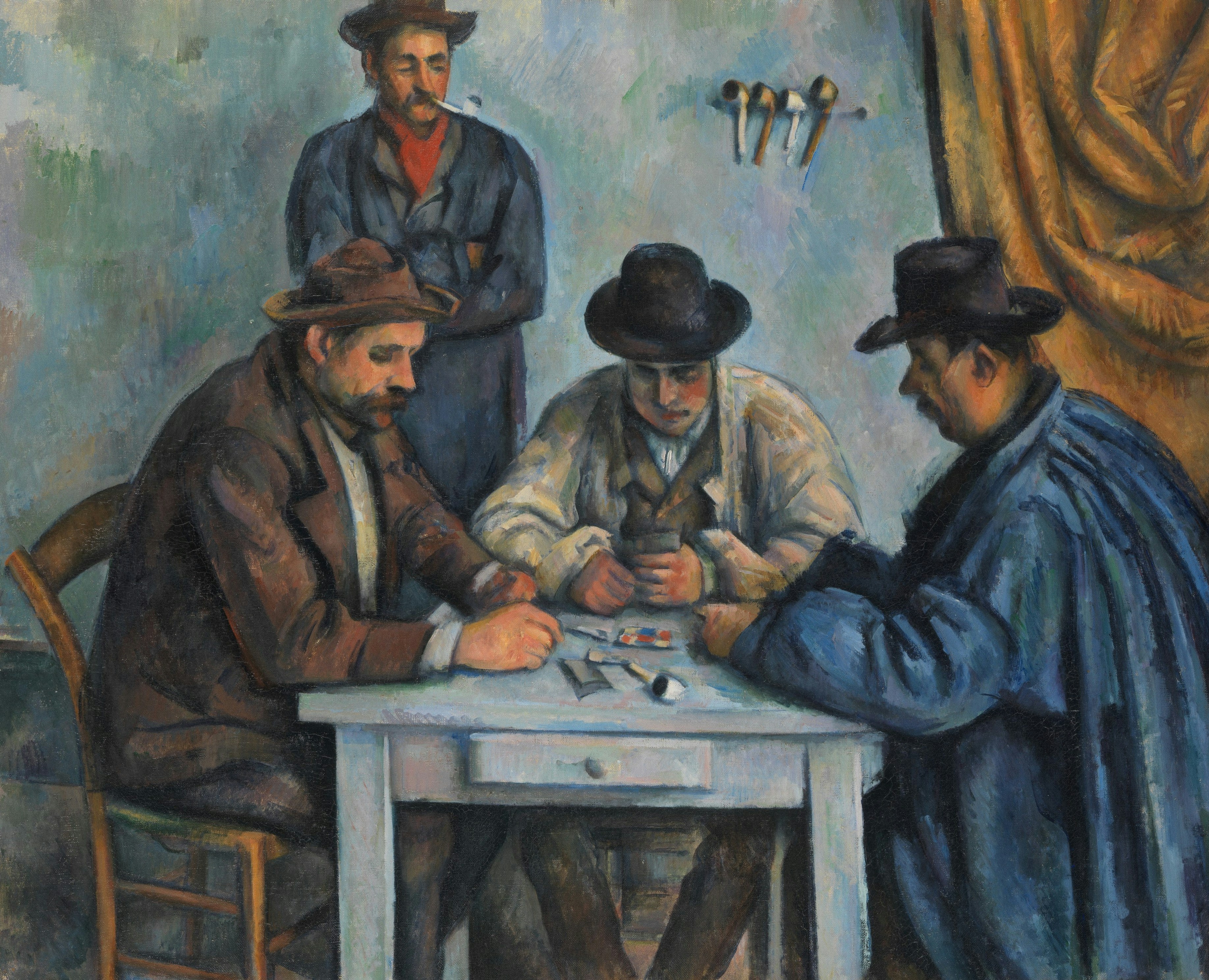 Gaming Title: The Card Players,Artist: Paul Cézanne (French, Aix En Provence 1839–1906 Aix En Provence),Date: 1890–92,Medium: Oil On Canvas,Dimensions: 25 3/4 X 32 1/4 In. (65.4 X 81.9 Cm),Classification: Paintings,Credit Line: Bequest Of Stephen C. Clark