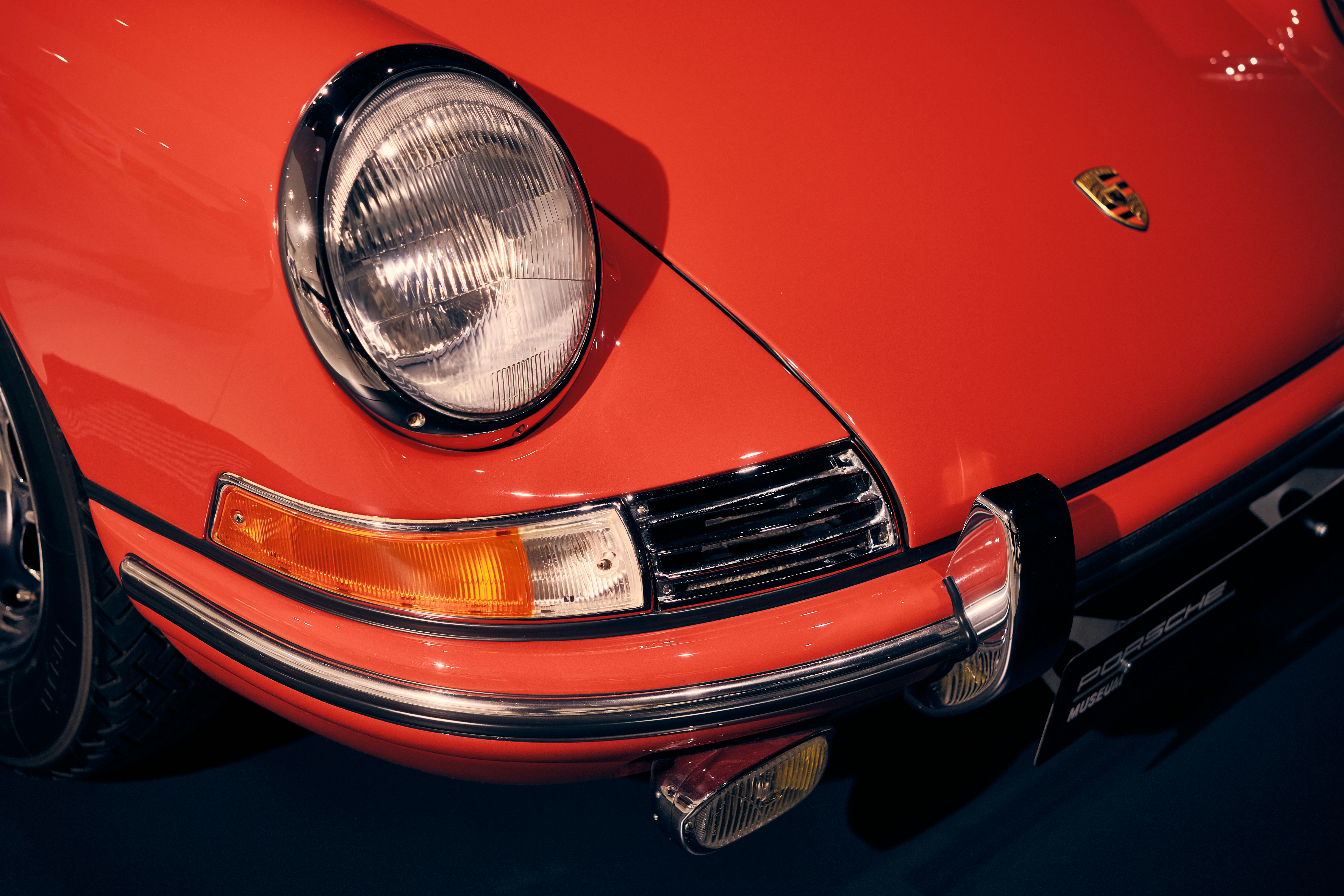 Cars Vintage Red Car's Headlight, Bumper, And Turn Signal. 4K Wallpaper #2382