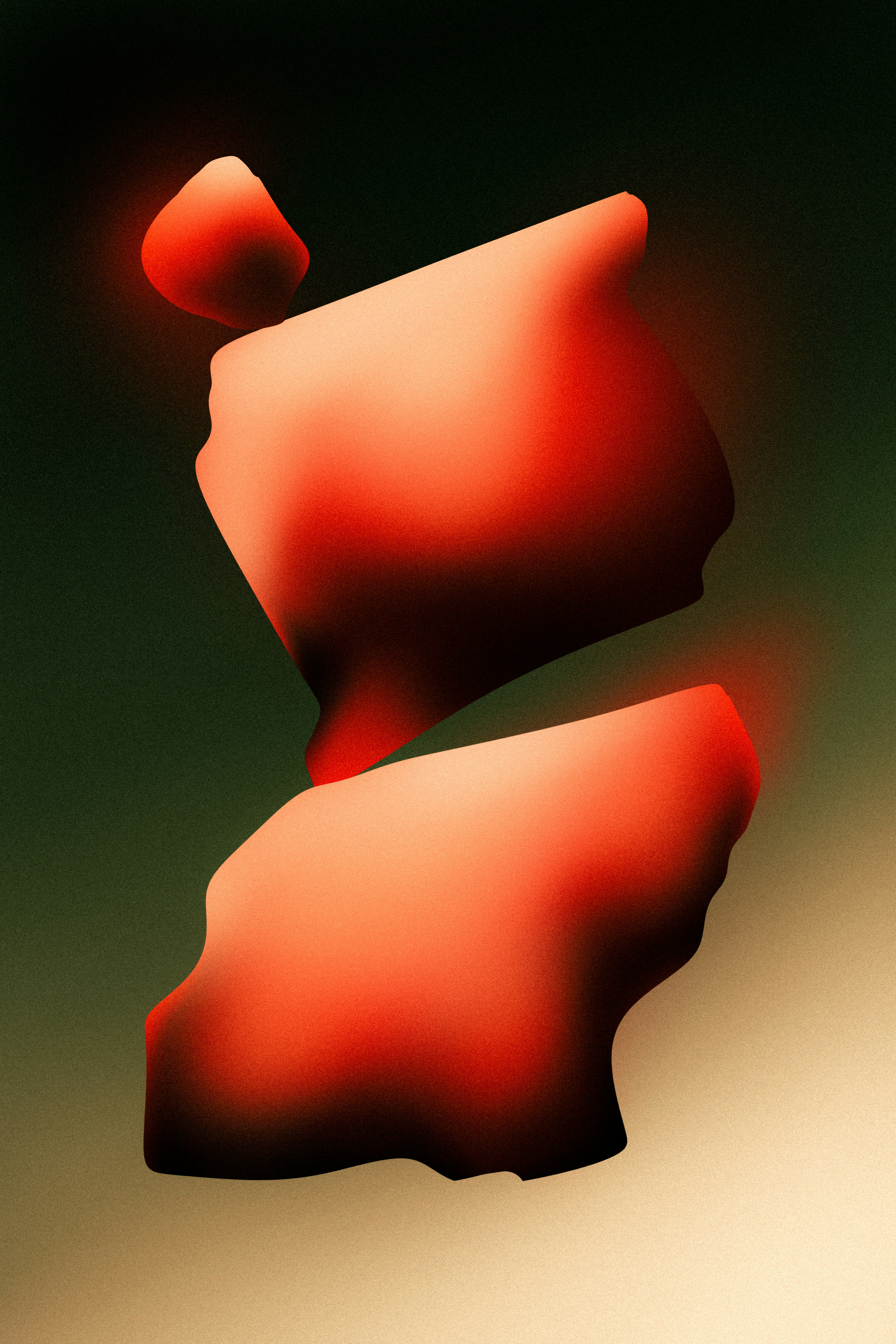 Glowing abstract red shapes on dark gradient