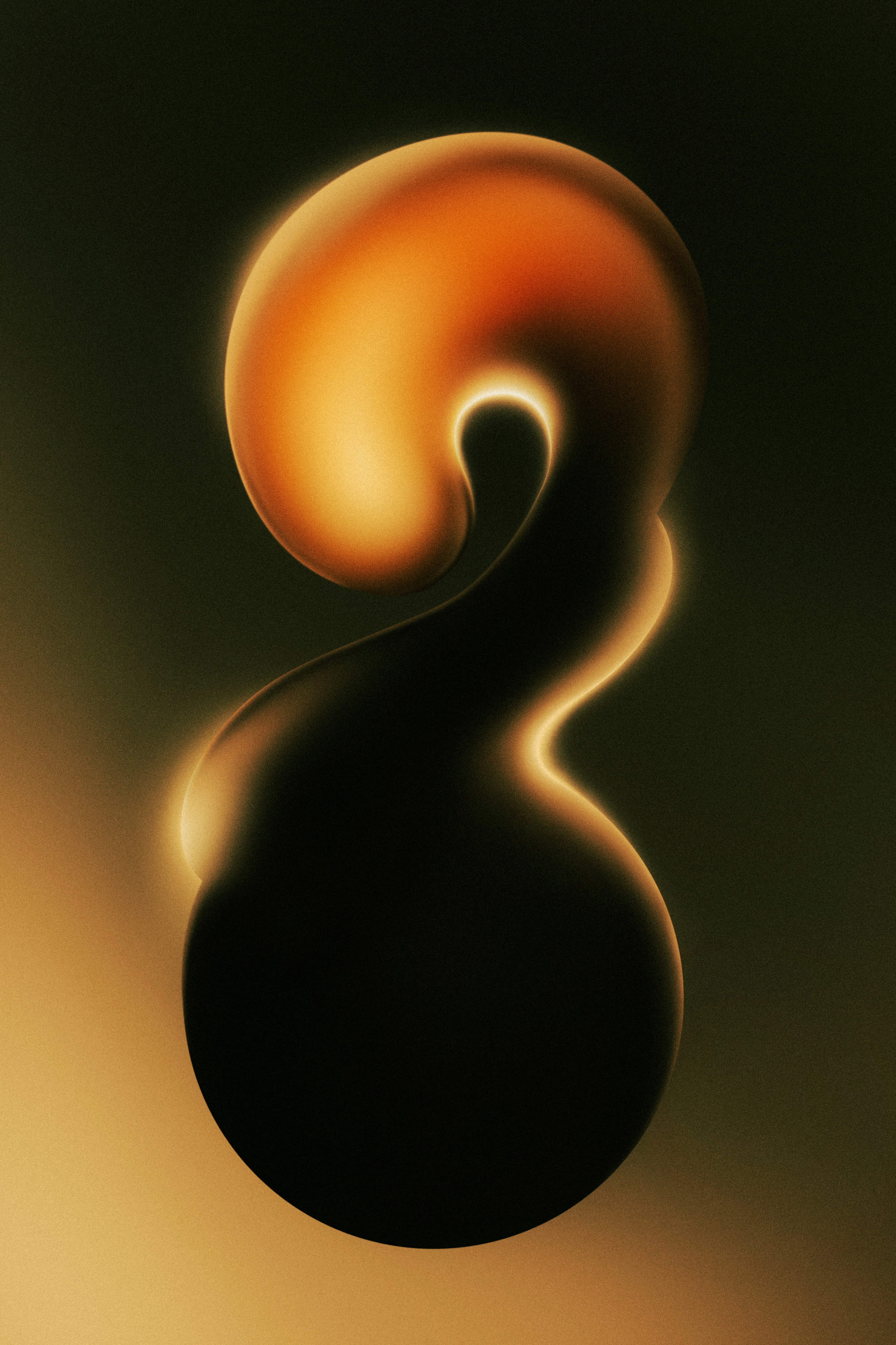 Abstract illustration with glowing orange fluid shape