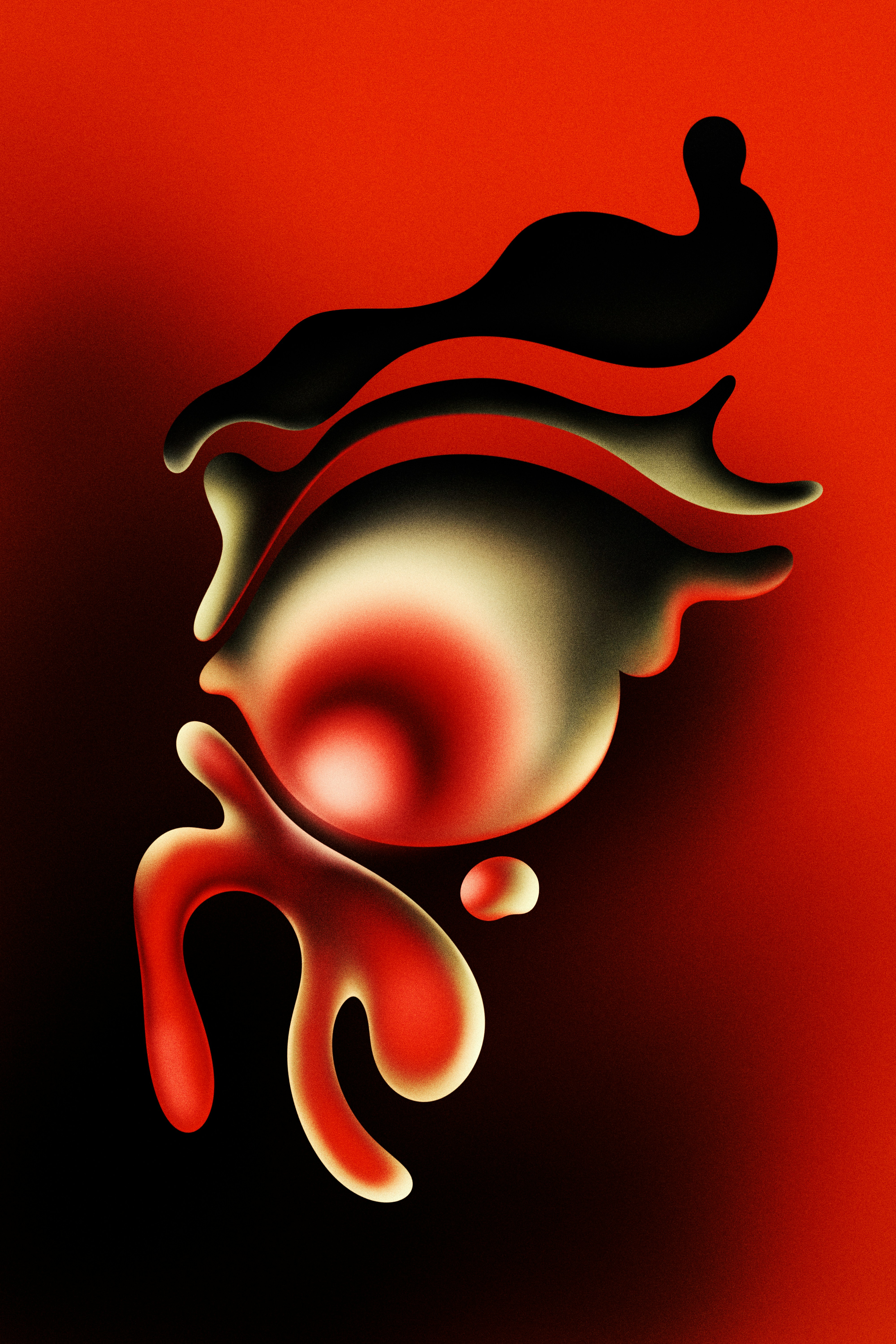 Abstract glowing red and black fluid illustration