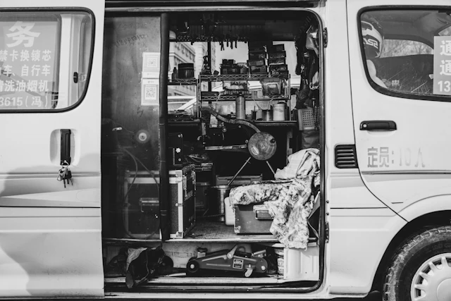 Service van shelves parts