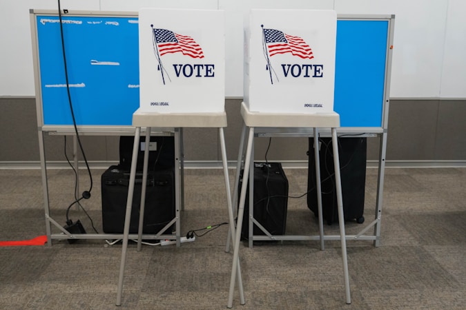 Voting booths set up at a polling place ahead of the November 3, 2026 Henderson general election