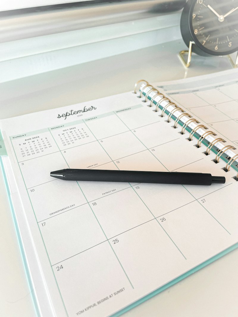 Calendar with a pen