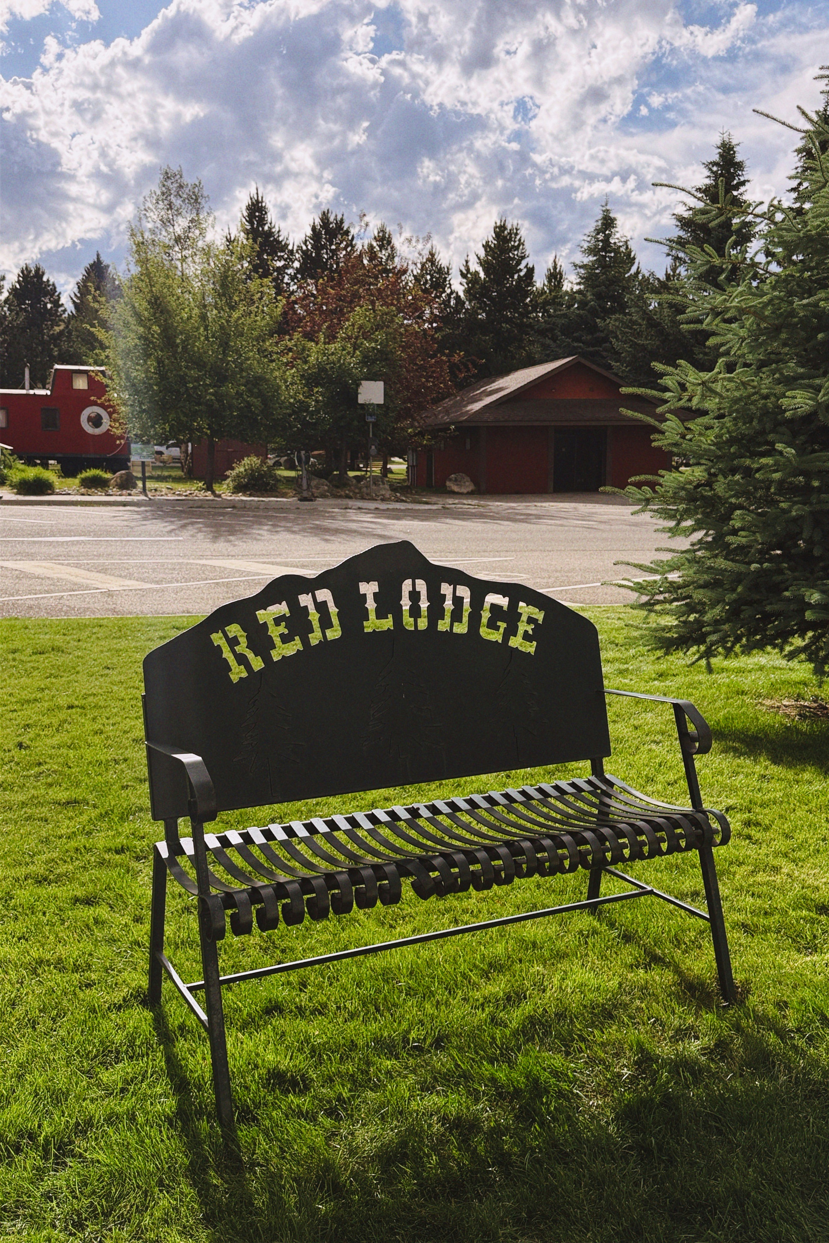 A black bench with