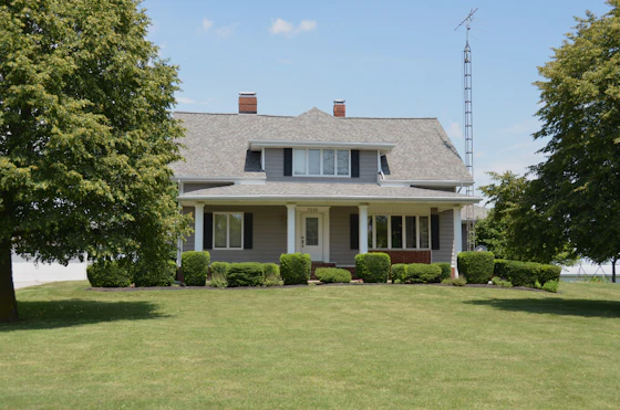 Suburban family home with a green front lawn