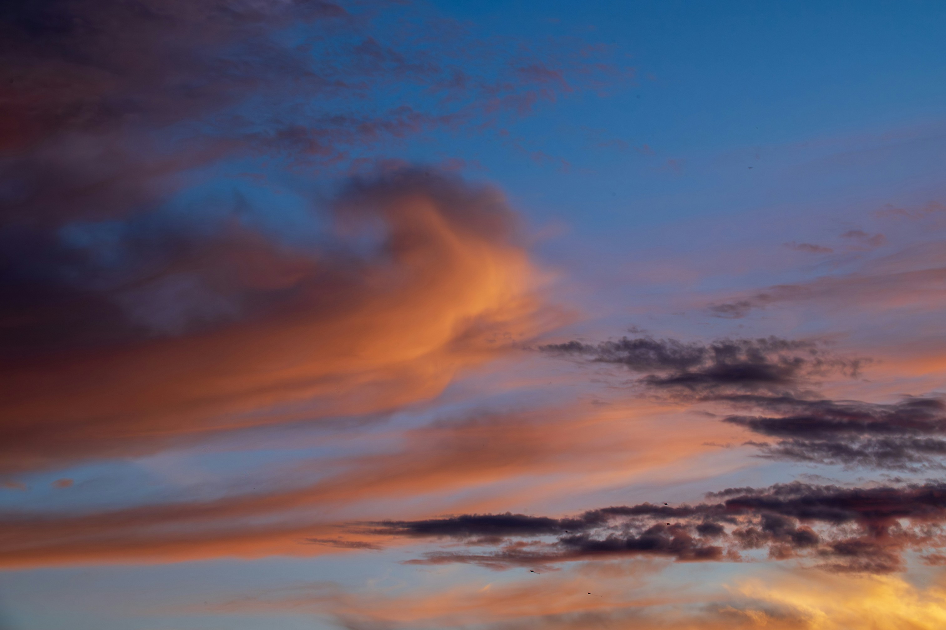 Vibrant sunset sky with colorful clouds at dusk