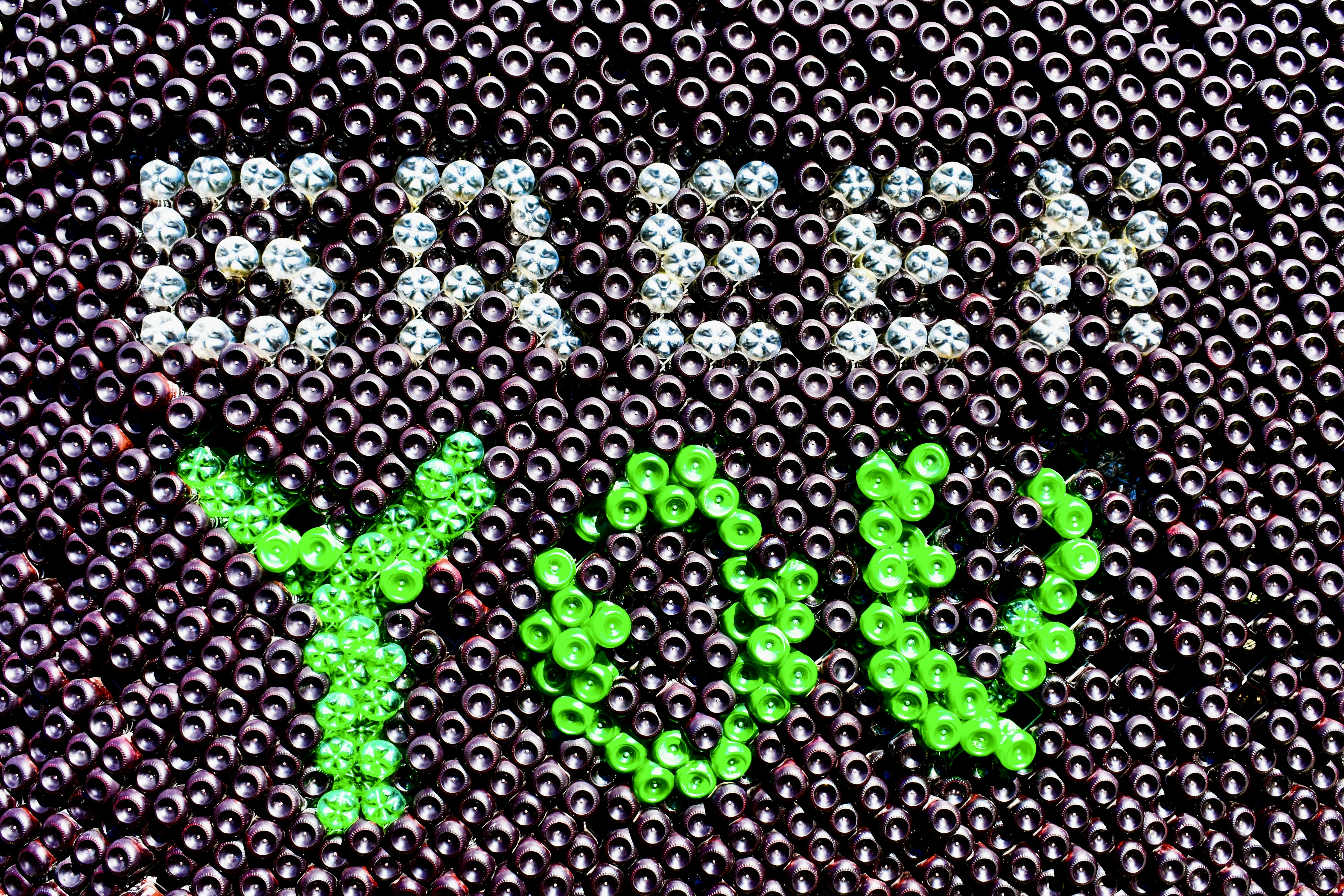 Old plastic bottles with a message