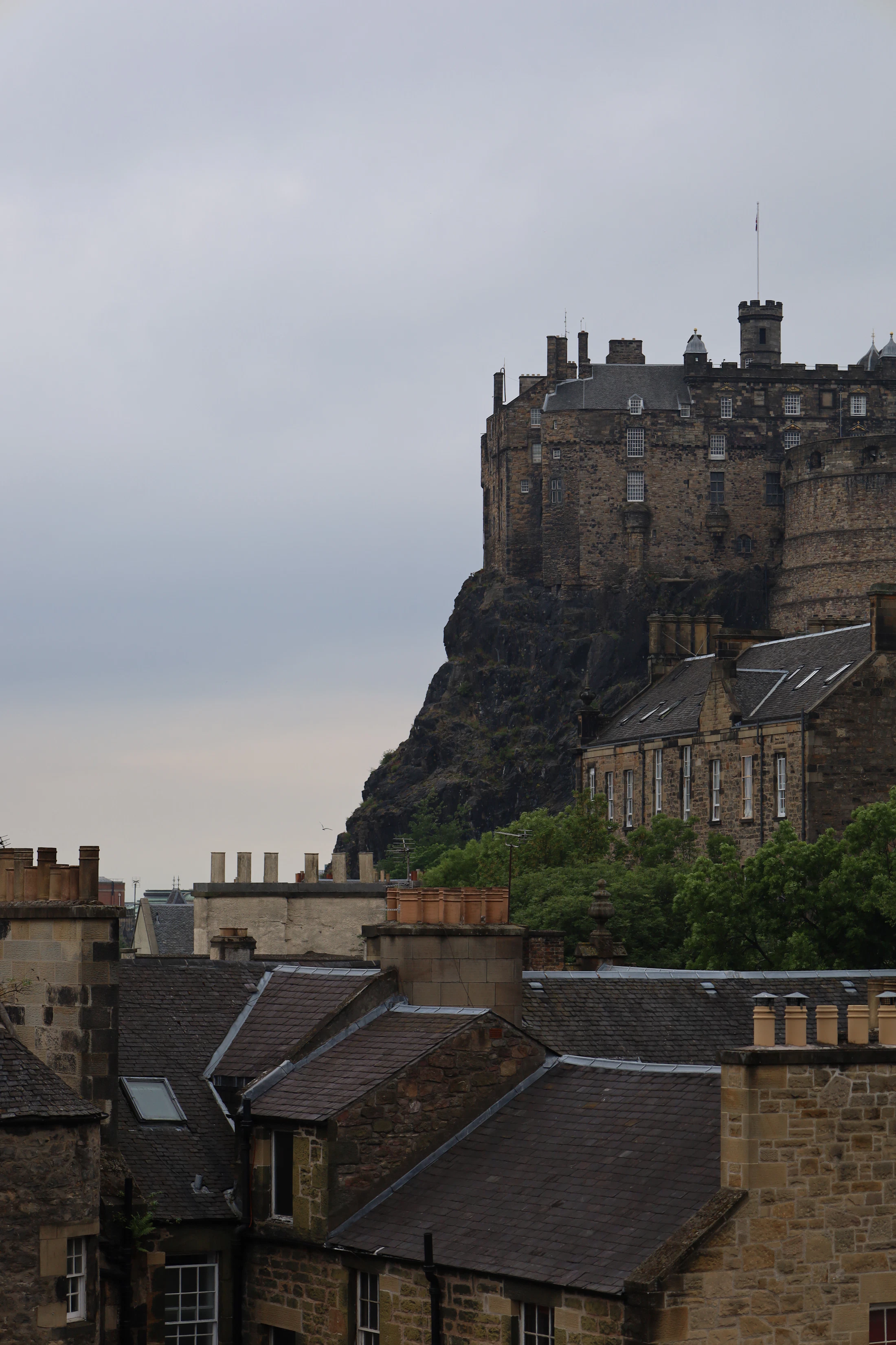 UK Castle above the historic Old Town rooftops