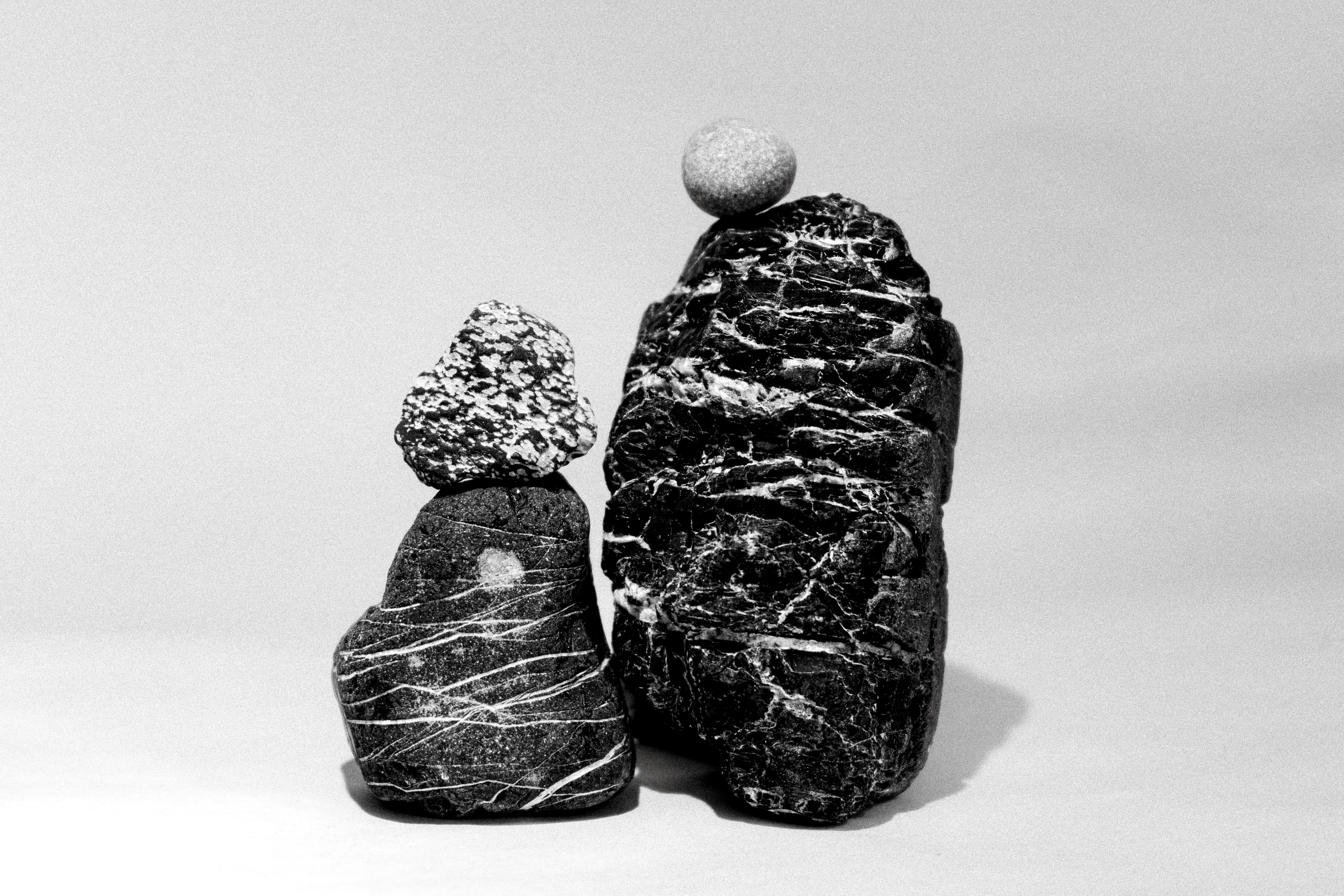 Abstract Artful Stacks Of Balanced Stones In Monochrome. 4K Wallpaper #2527