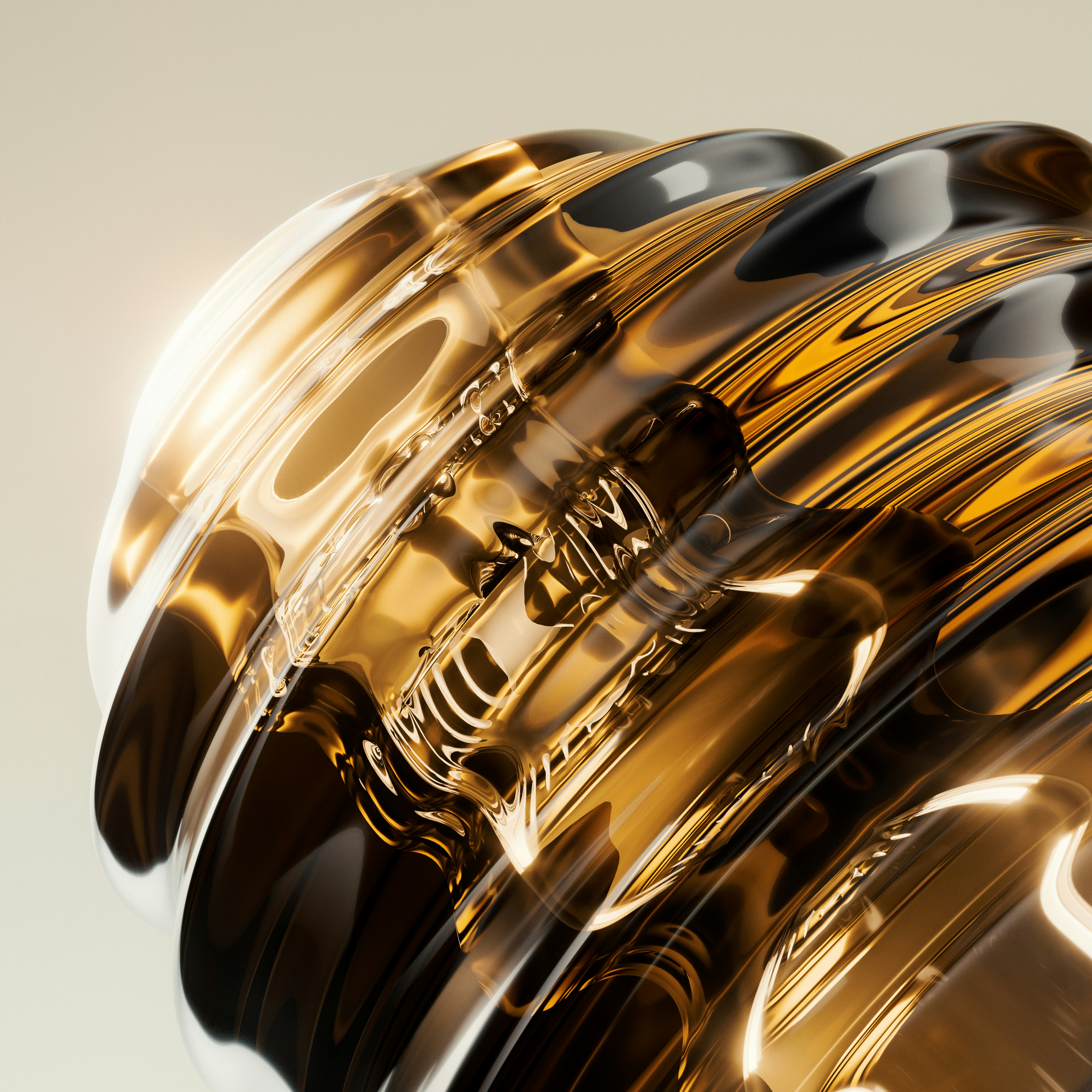 Shiny abstract golden spiral with bright reflections