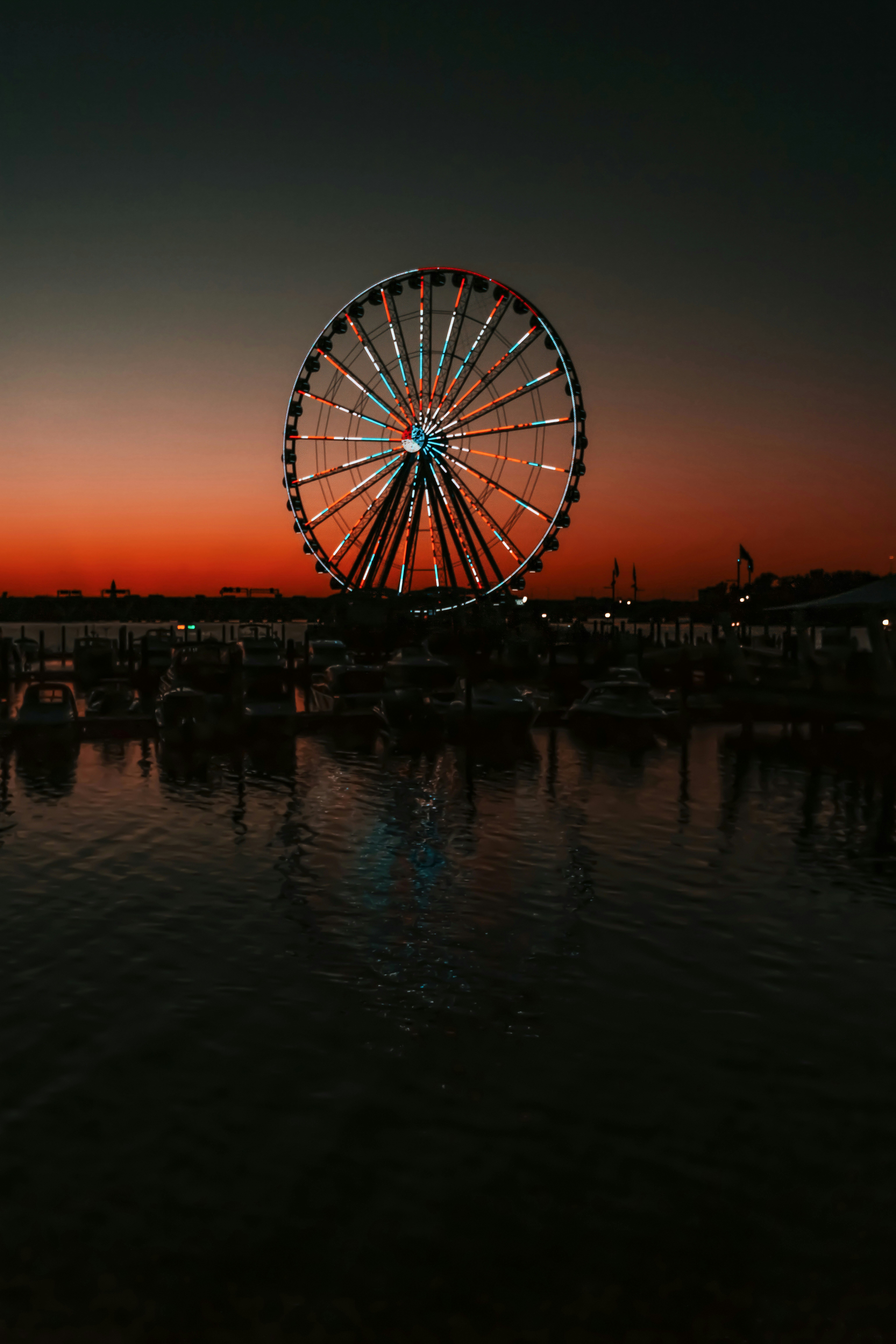 Capital wheel at national harbor during sunset