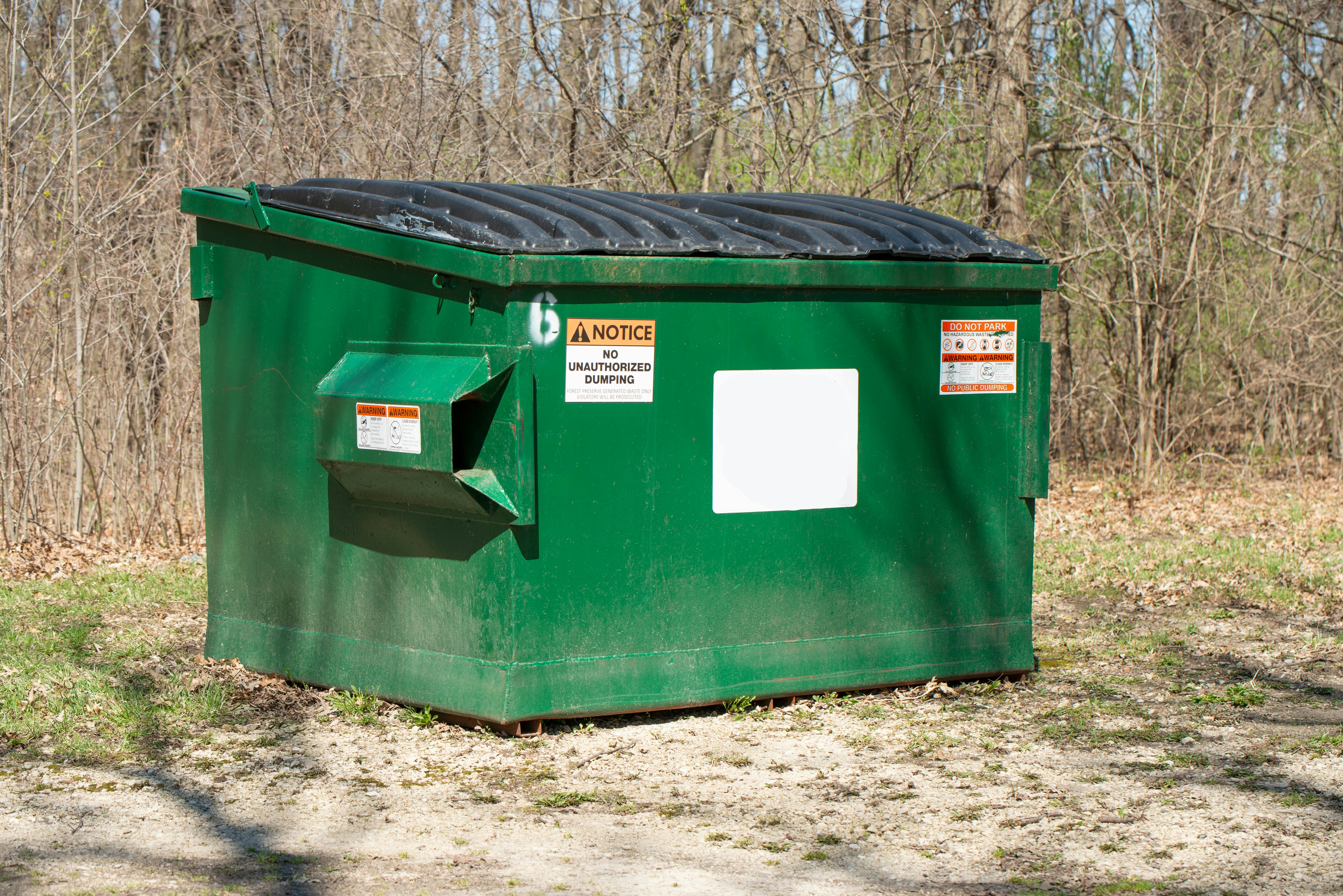 Driveway safe waste dumpster rental container dropoff