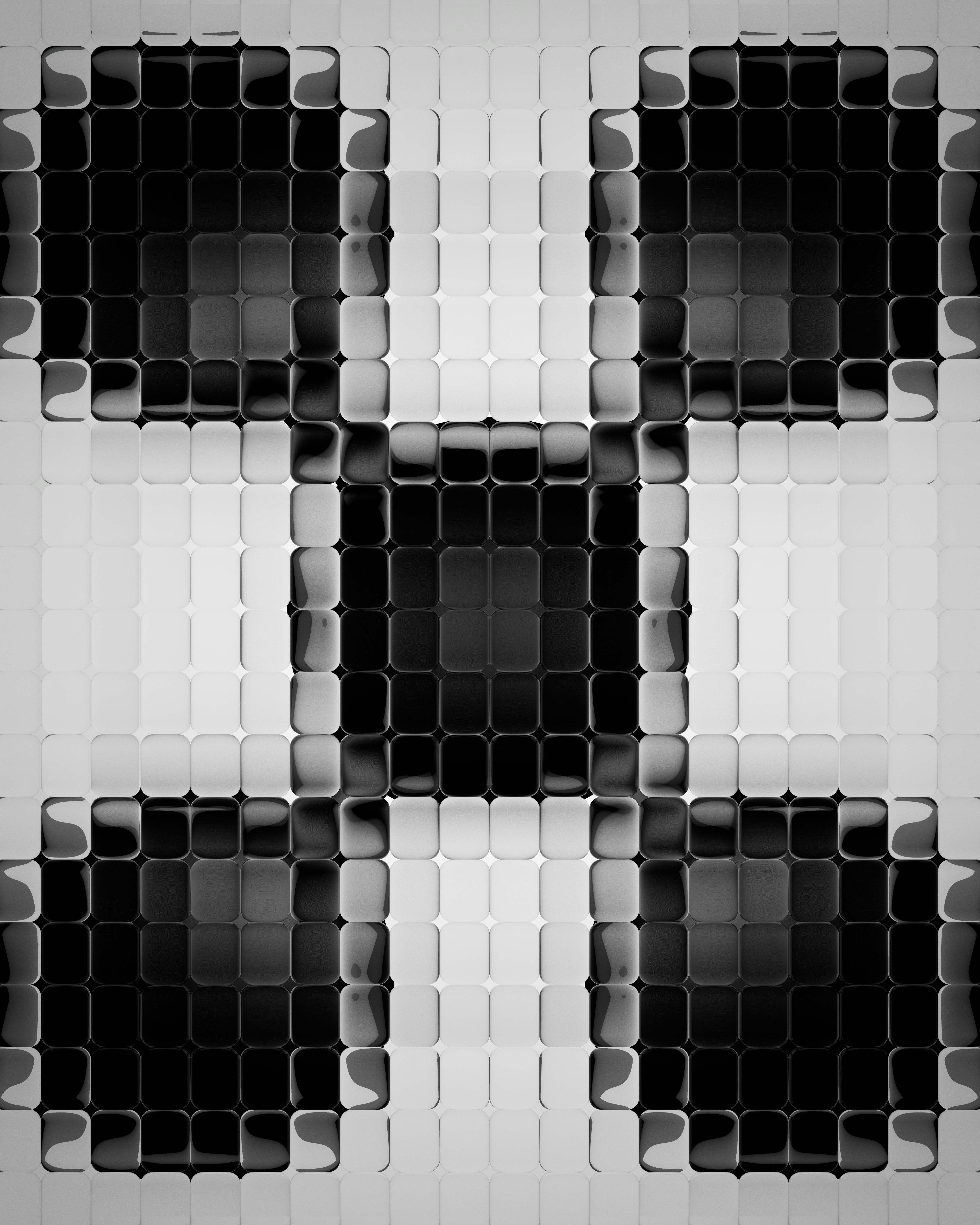 Abstract black and white pixelated grid