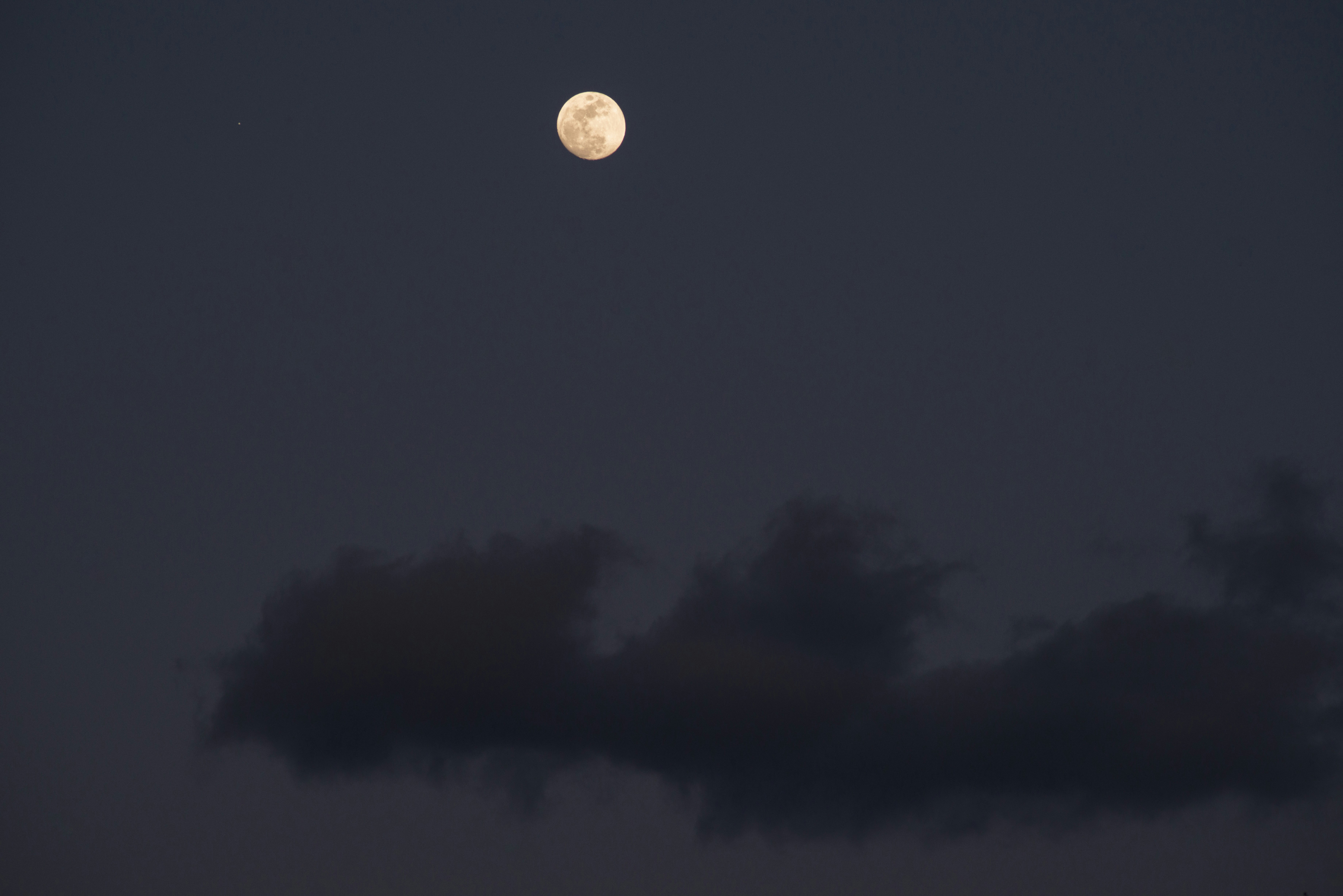 Space Bright Full Moon In A Dark Night Sky With Clouds. 4K Wallpaper #3158