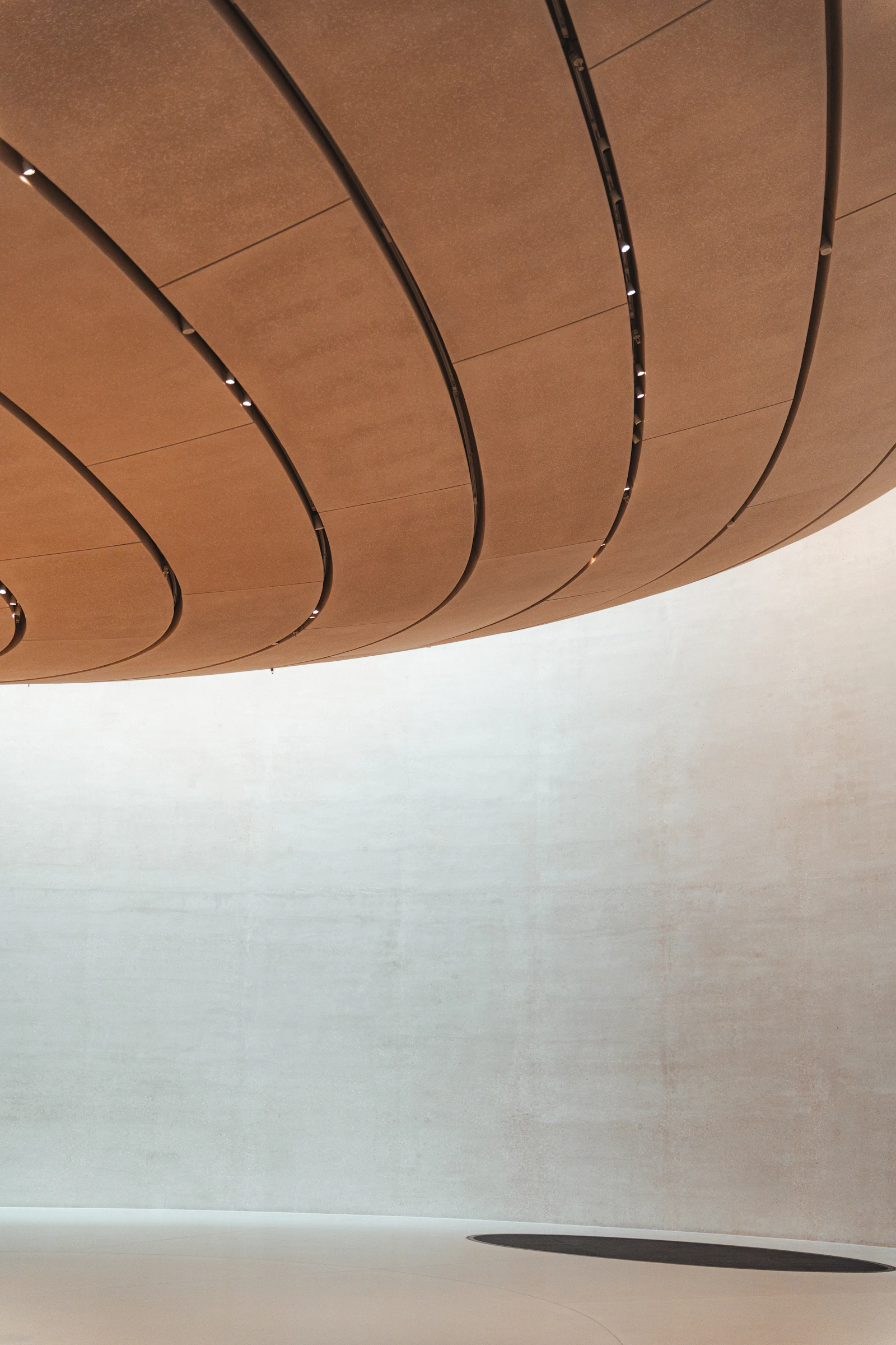 Curved ceiling and smooth walls inside Zayed National Museum