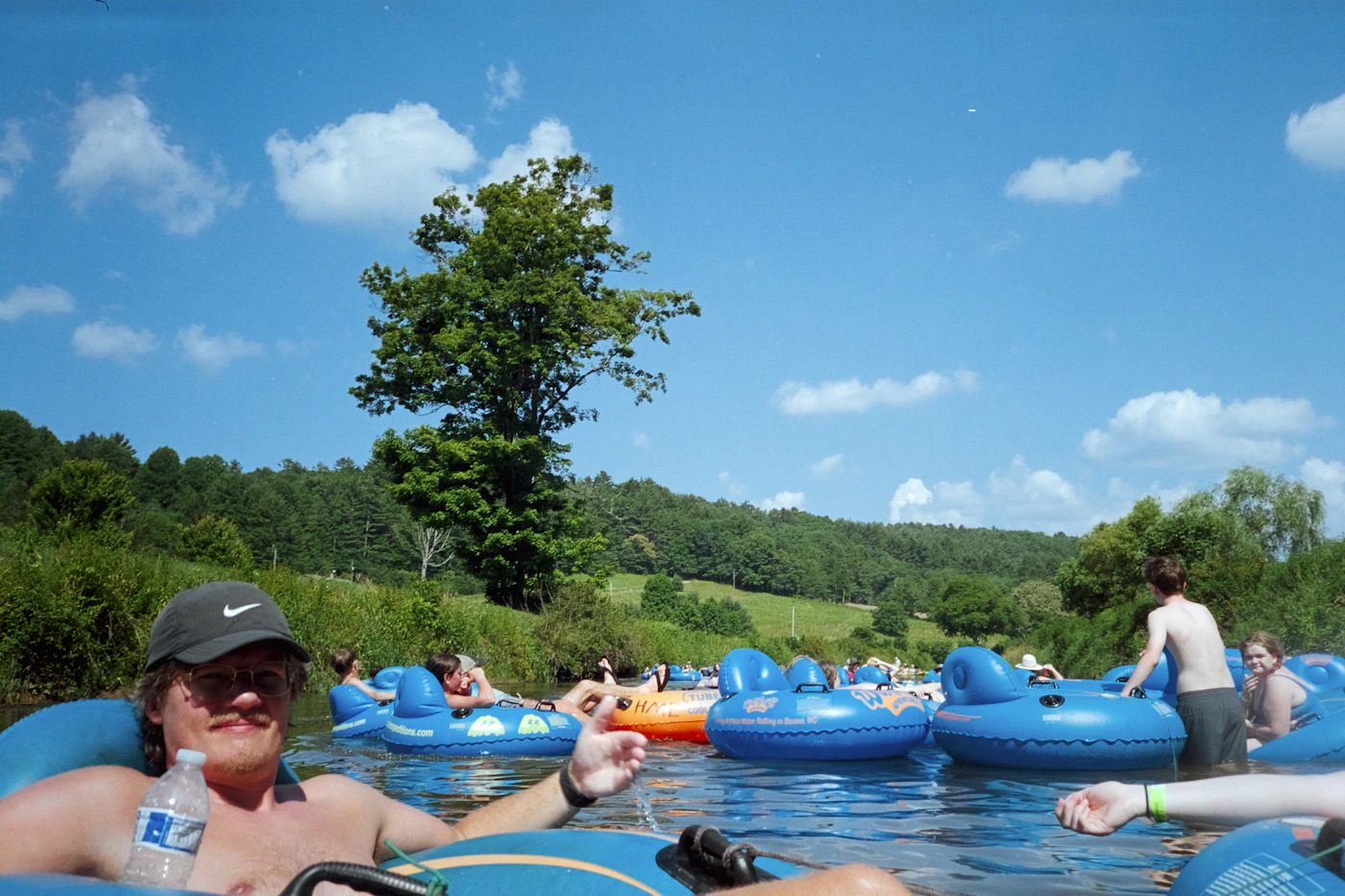 Friends floating down Salt Creek together