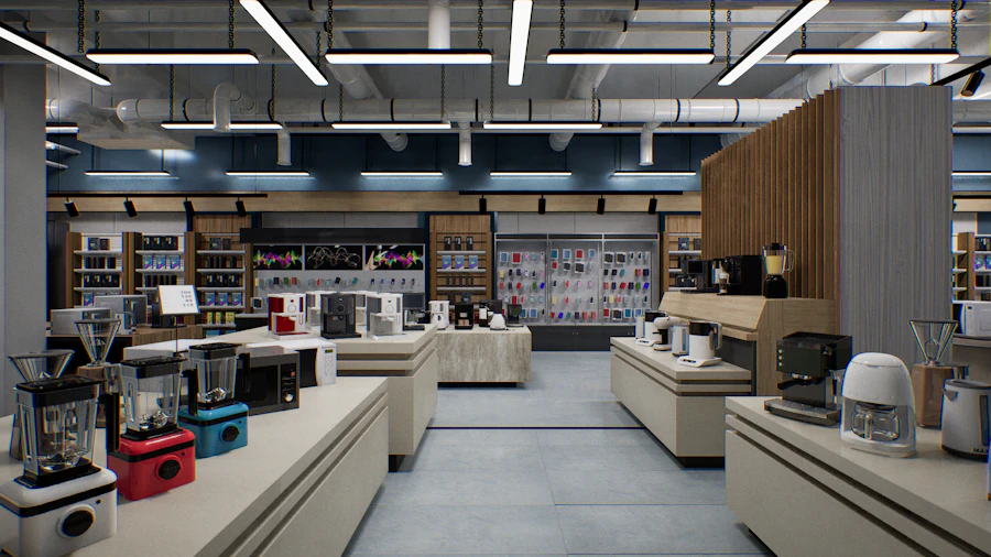 Appliances on display in a retail showroom
