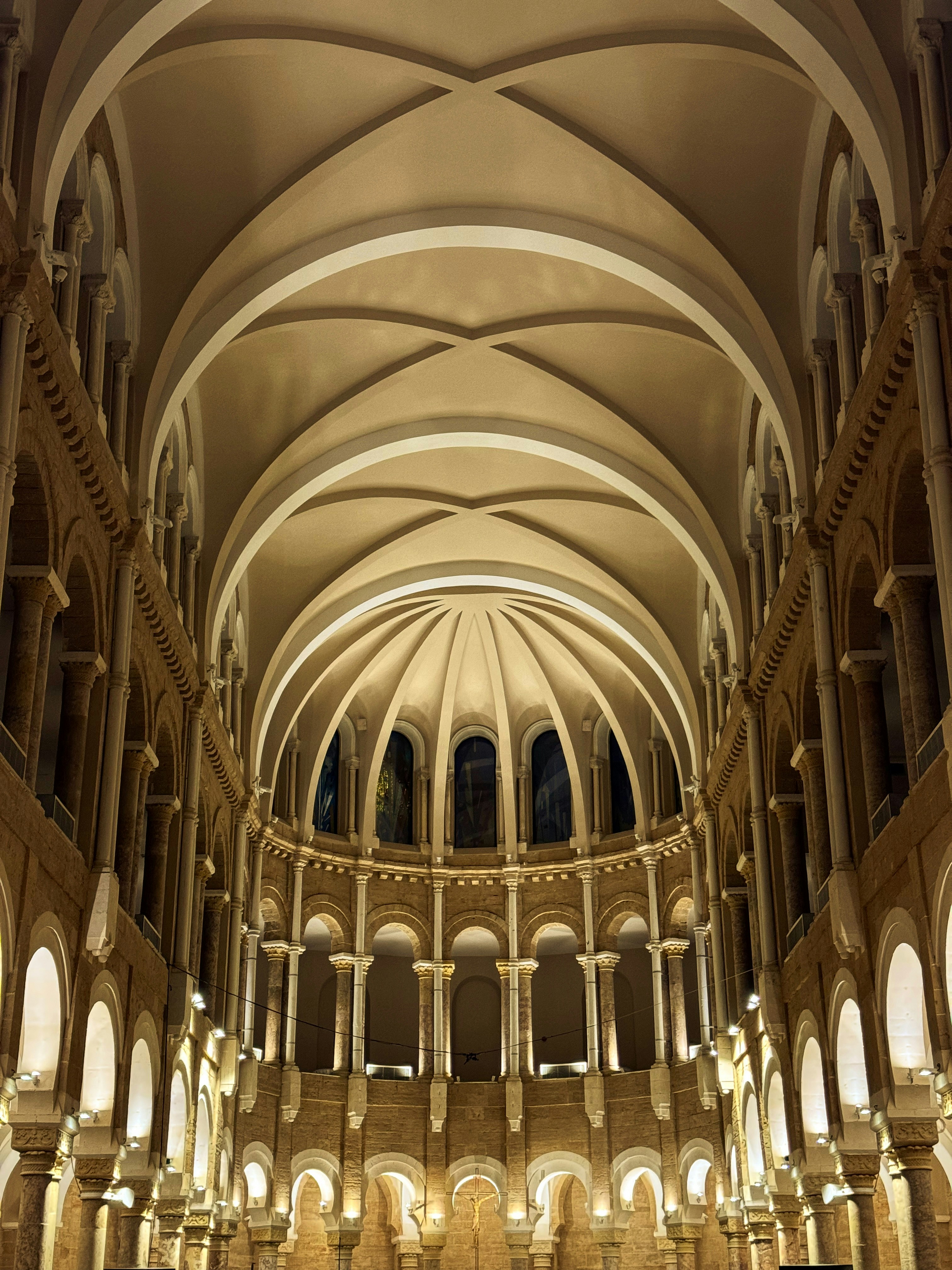 Grand cathedral interior with vaulted ceilings and ornate architecture