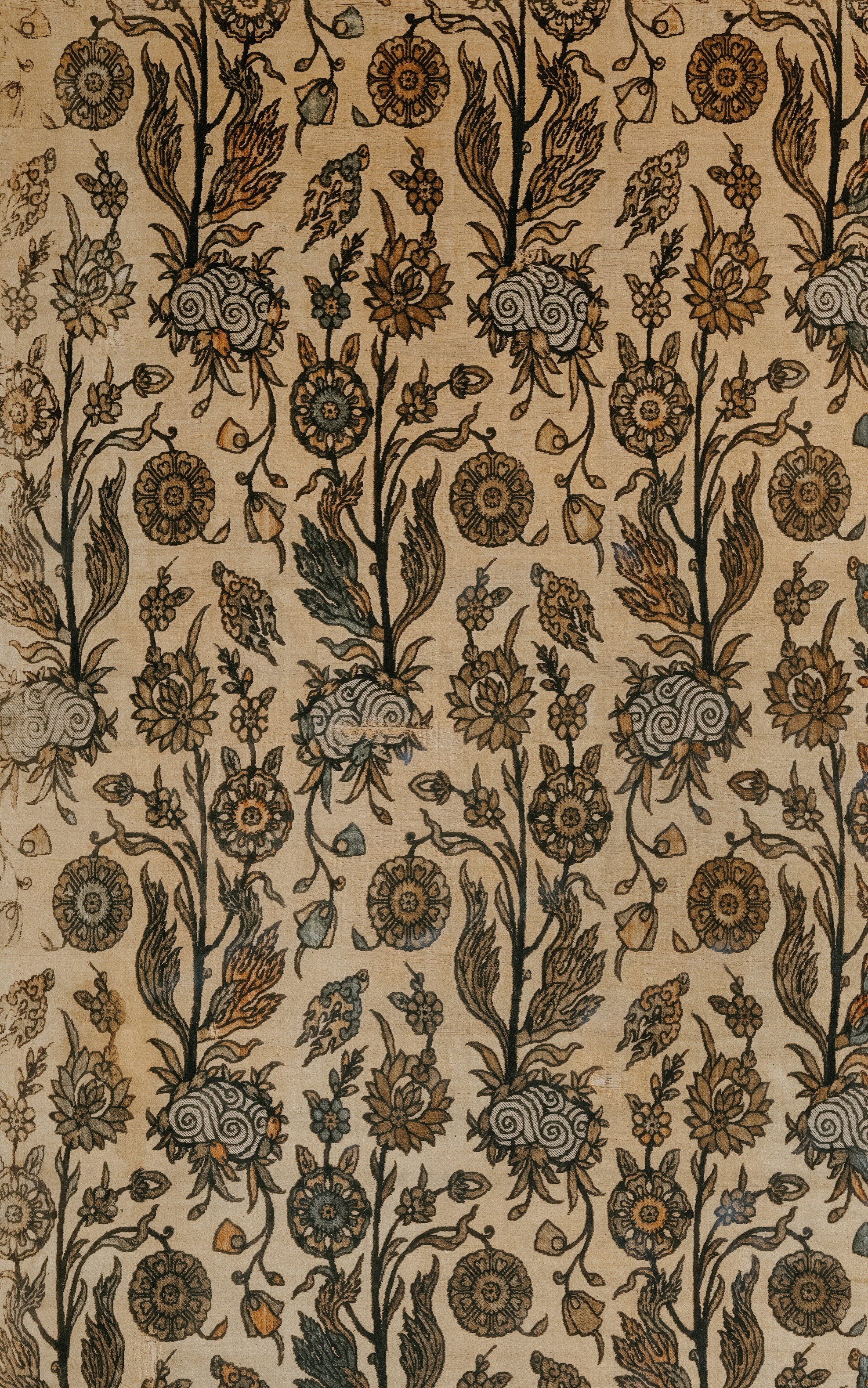 Title: Velvet Panel with Flowering Plants,Date: first half 17th century,Geography: Attributed to Iran,Medium: Silk, cotton, flat metal wrapped thread; cut and voided velvet, brocaded,Dimensions: Textile: H. 45 in. (114.3 cm),W. 27 in. (68.6 cm),Mount: H. 52 in. (132.1 cm),W. 32 1/2 in. (82.6 cm),Wt. 30 lbs. (13.6 kg),Classification: Textiles,Credit Line: Rogers Fund, 1912,Object Number: 12.72.5,Curatorial Department: Islamic Art. http://www.metmuseum.org/art/collection/search/446218 - 相关推荐