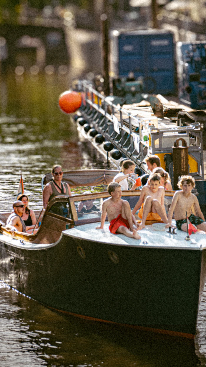 Family cruising together on the water
