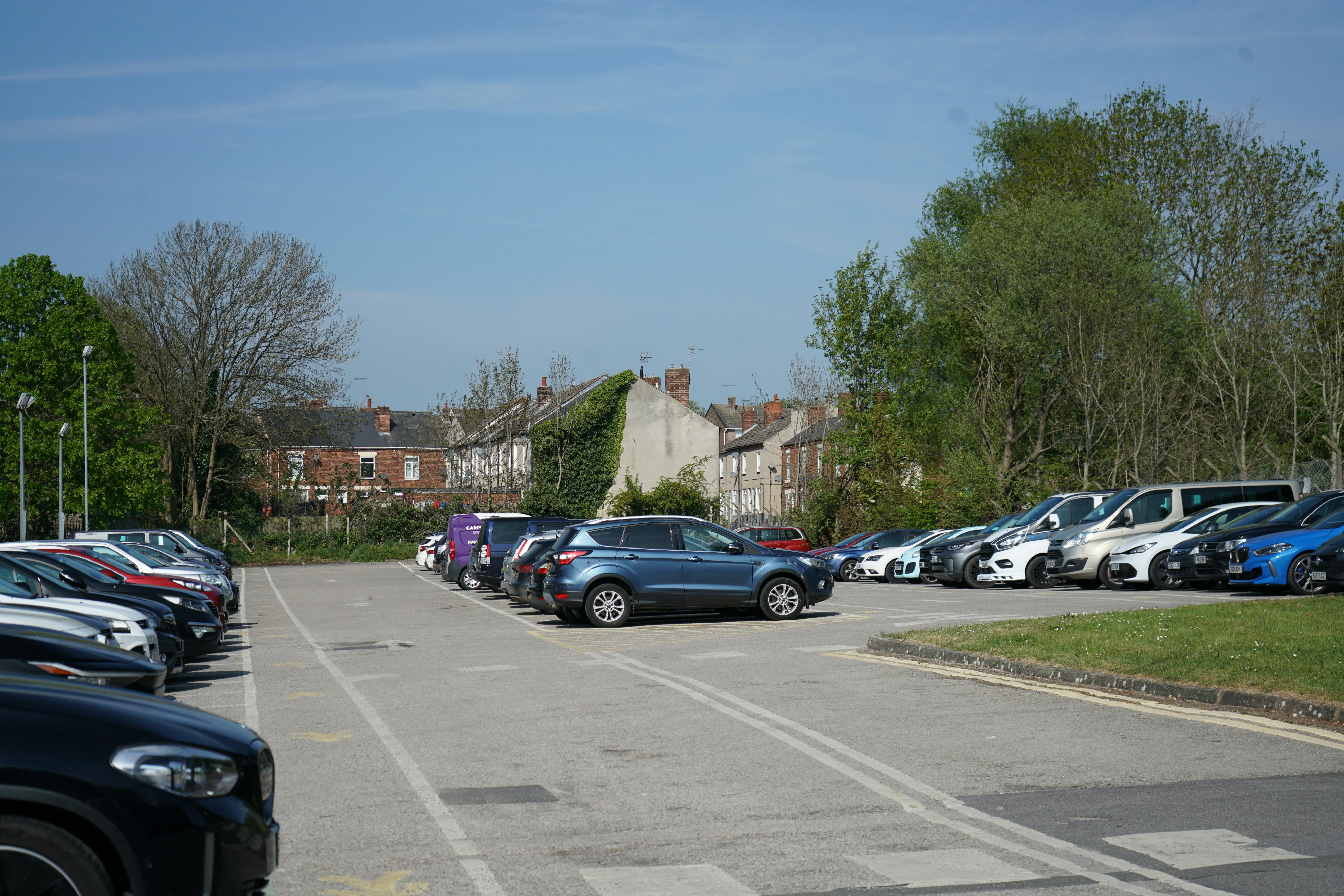 Cars Outdoor Parking Lot With Many Cars And Buildings. 4K Wallpaper #3506
