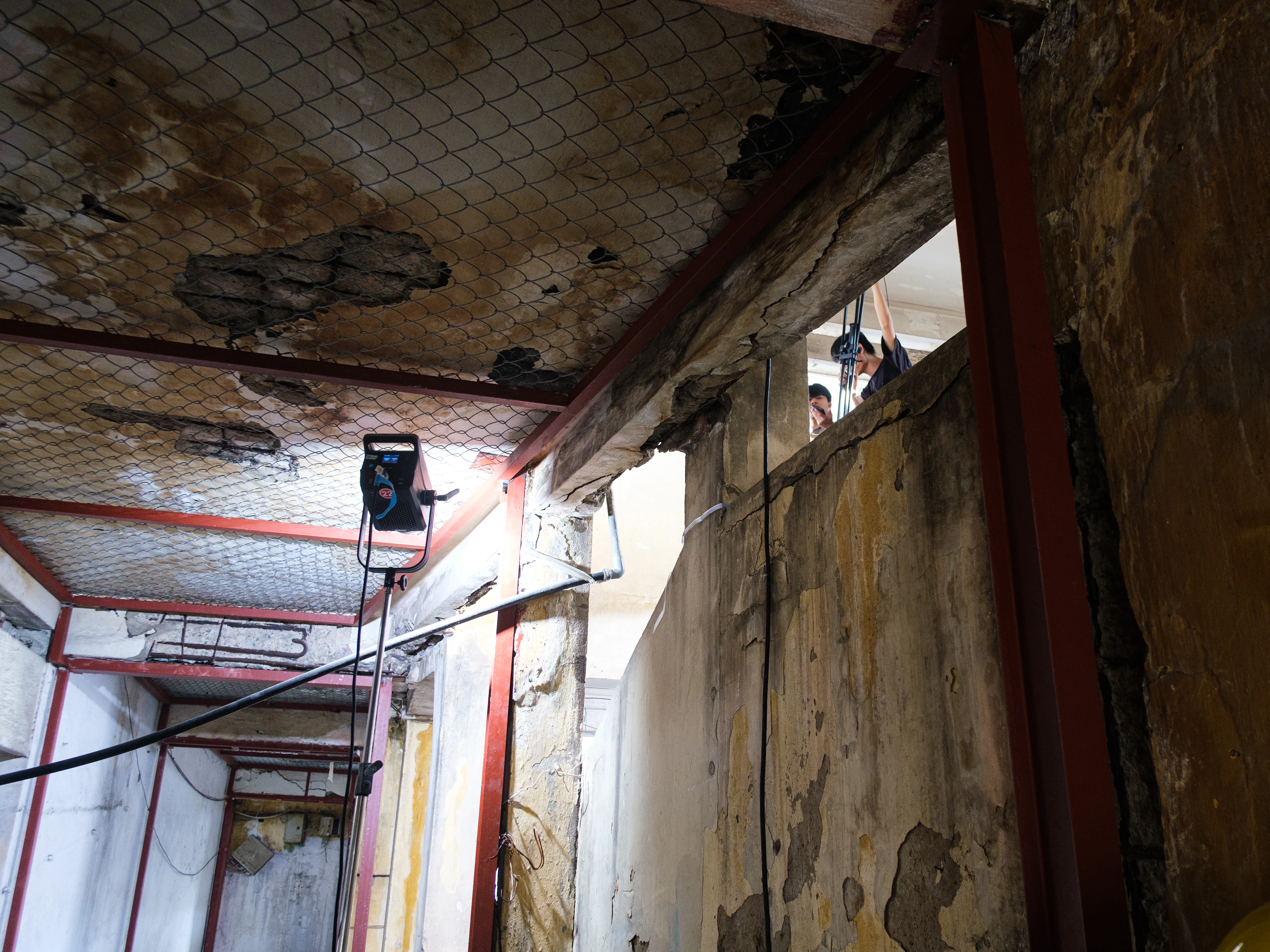 Damaged ceiling with peeling sections