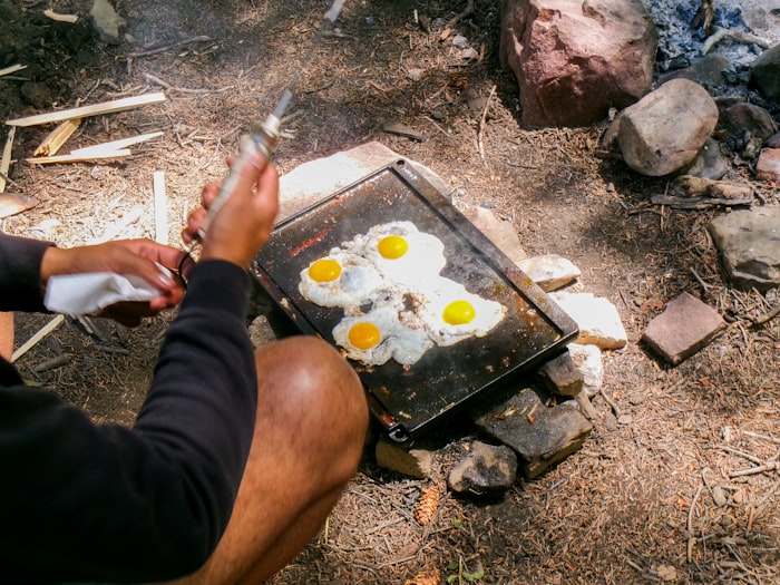 Breakfast cooking fresh on the griddle