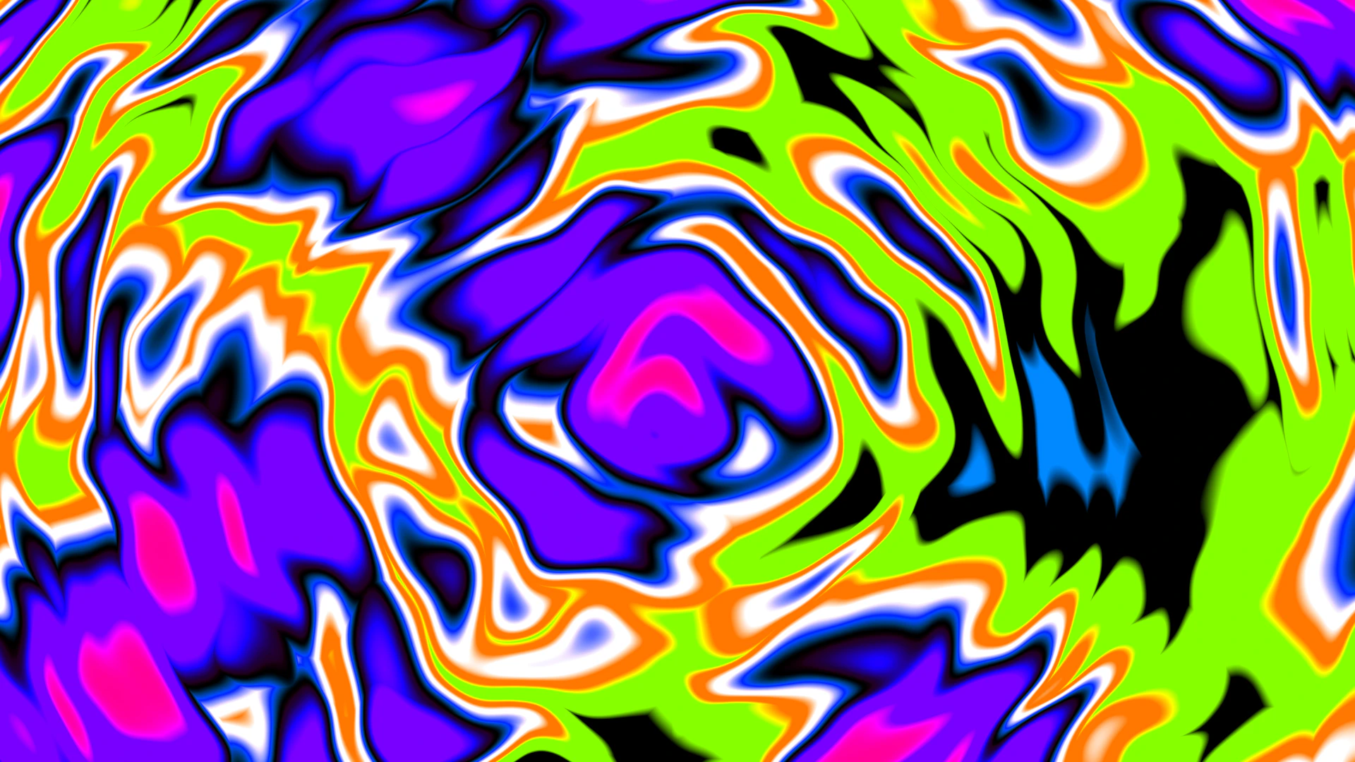 Vibrant, swirling abstract pattern in purple, green, orange, and black