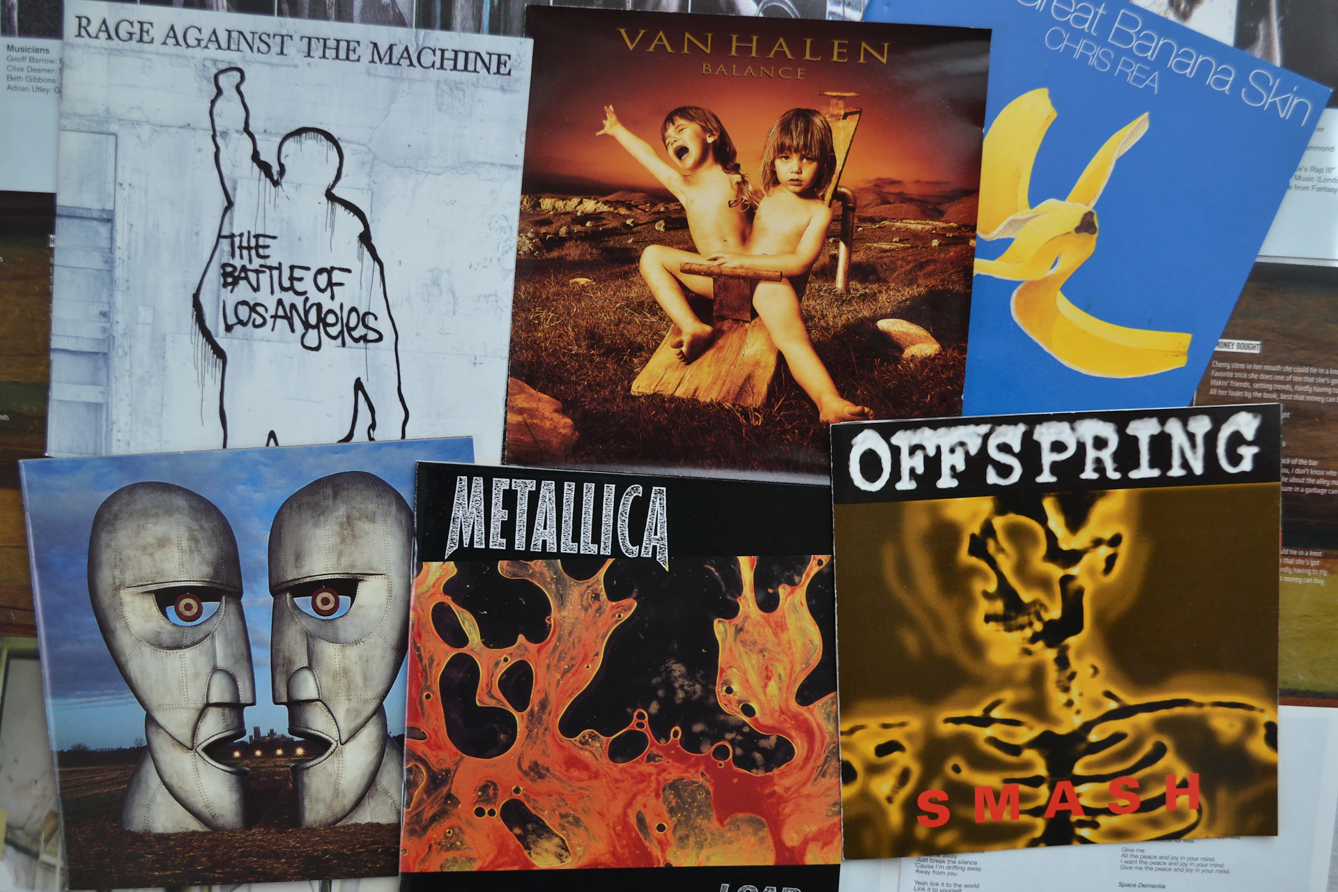 Collection of classic rock and metal album covers displayed together.