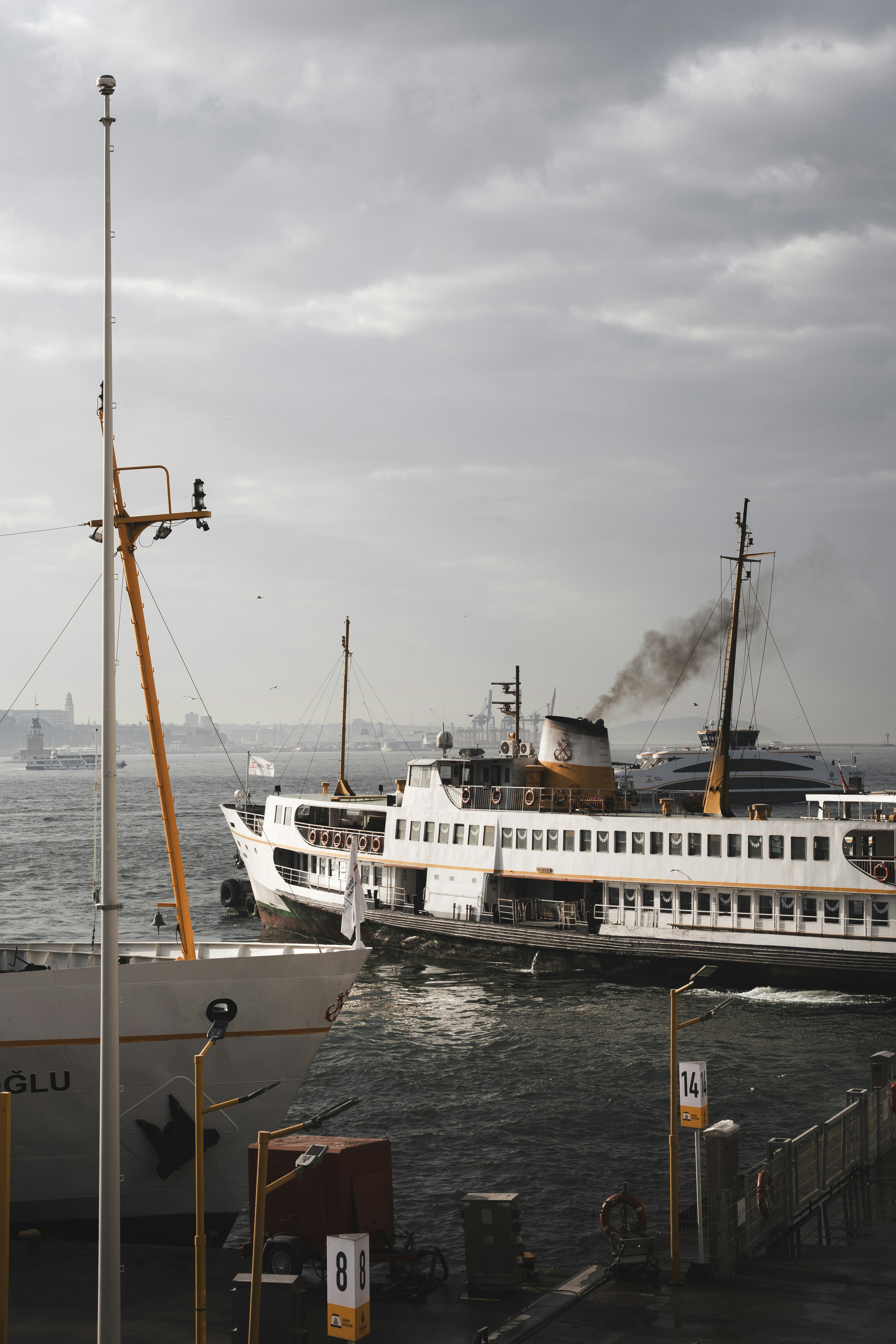Istanbul ferries on cloudy day