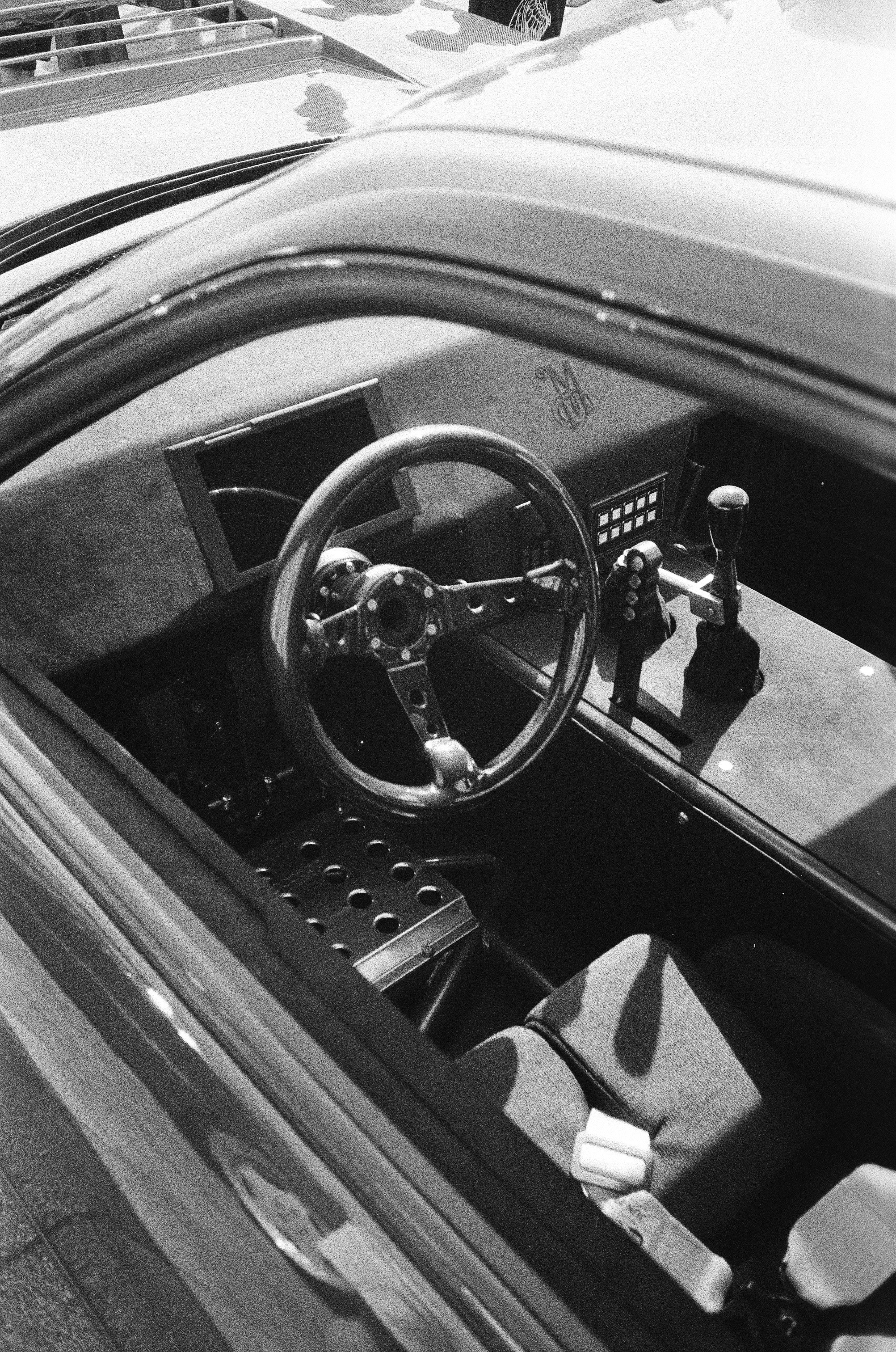 Steering wheel and dashboard of a custom car