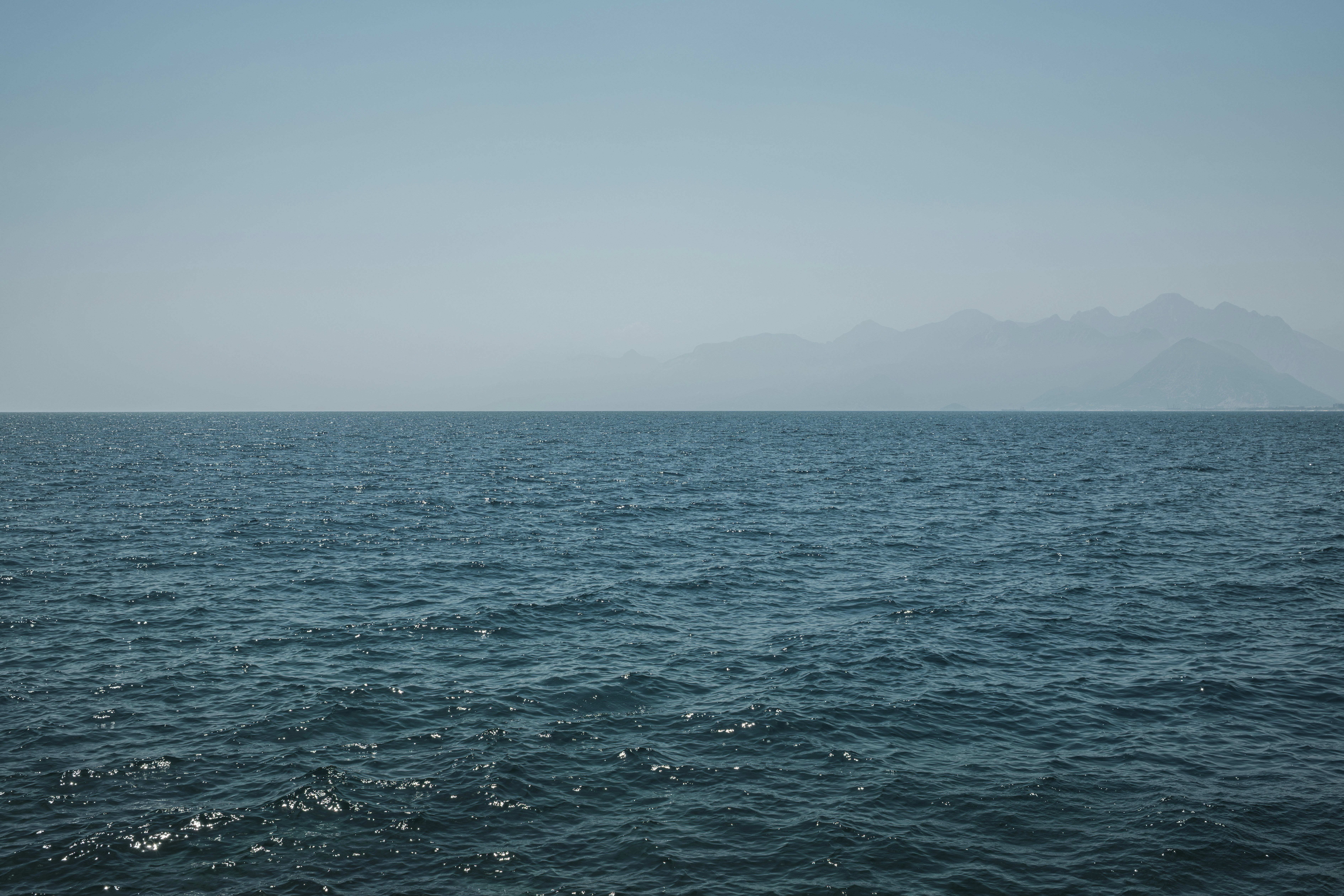 Peaceful ocean view under bright sunshine in antalya