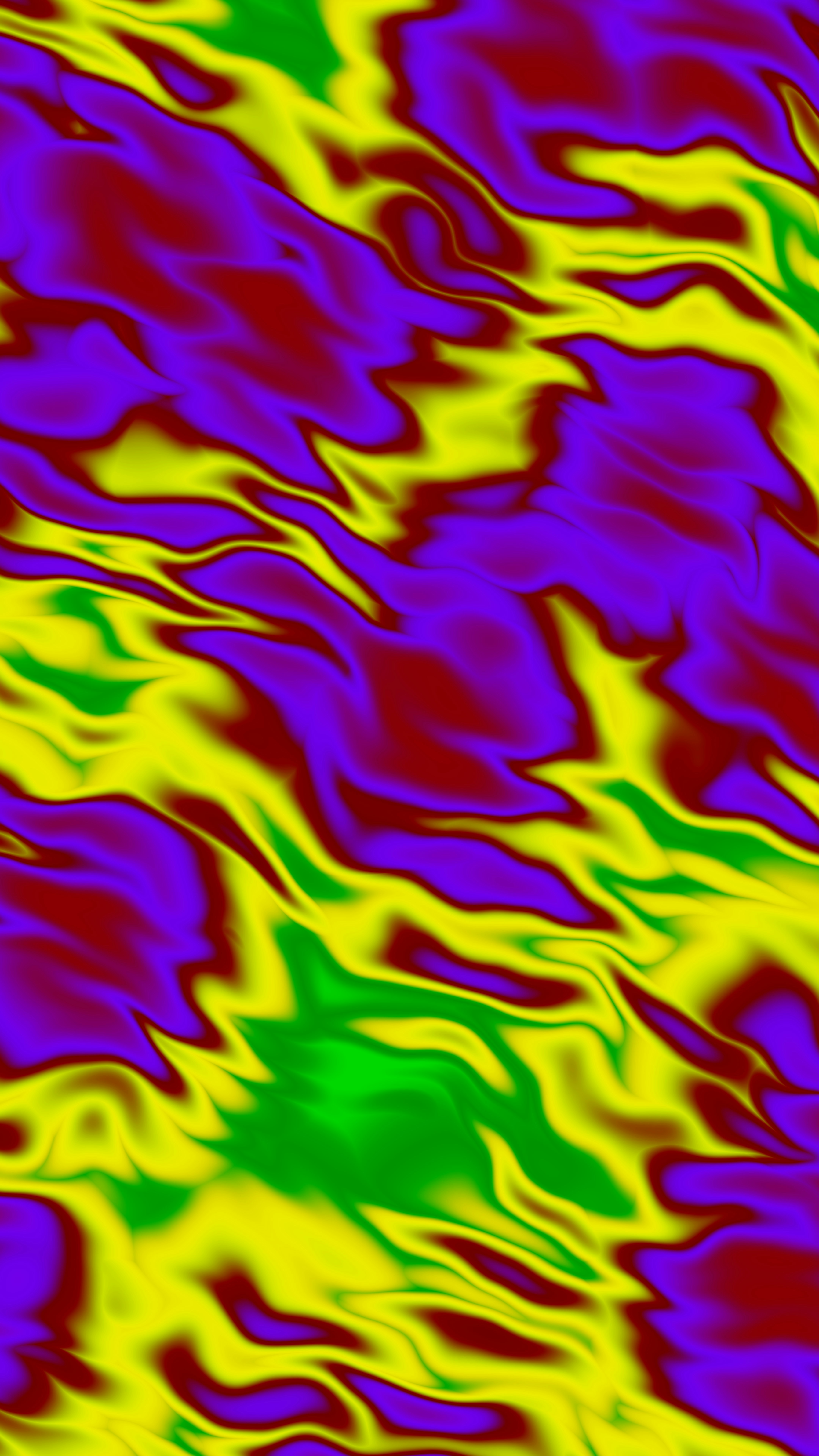 Abstract wavy pattern with purple, yellow, red, and green colors.