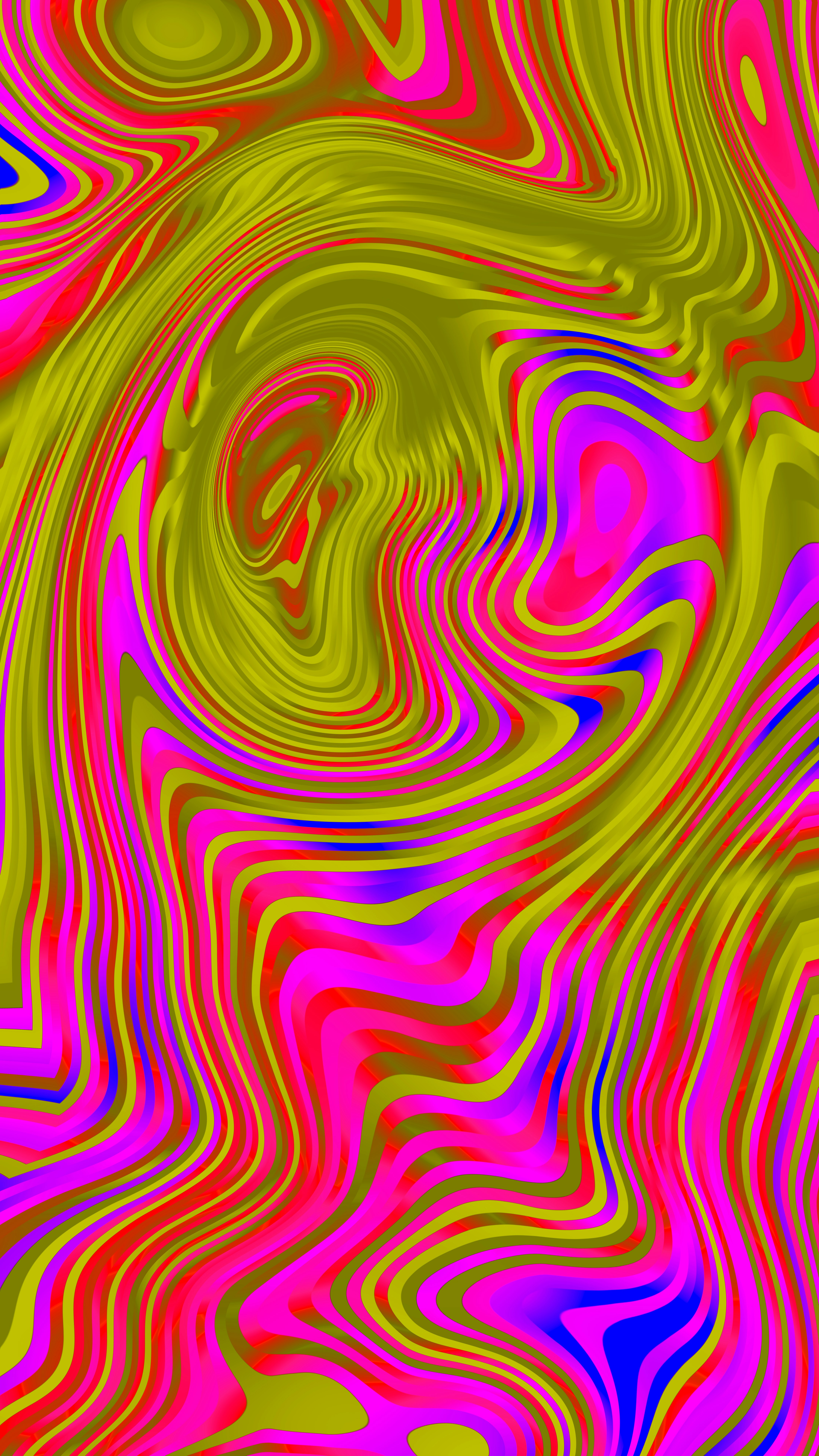 Swirling abstract pattern of vibrant pink, green, red, and blue.
