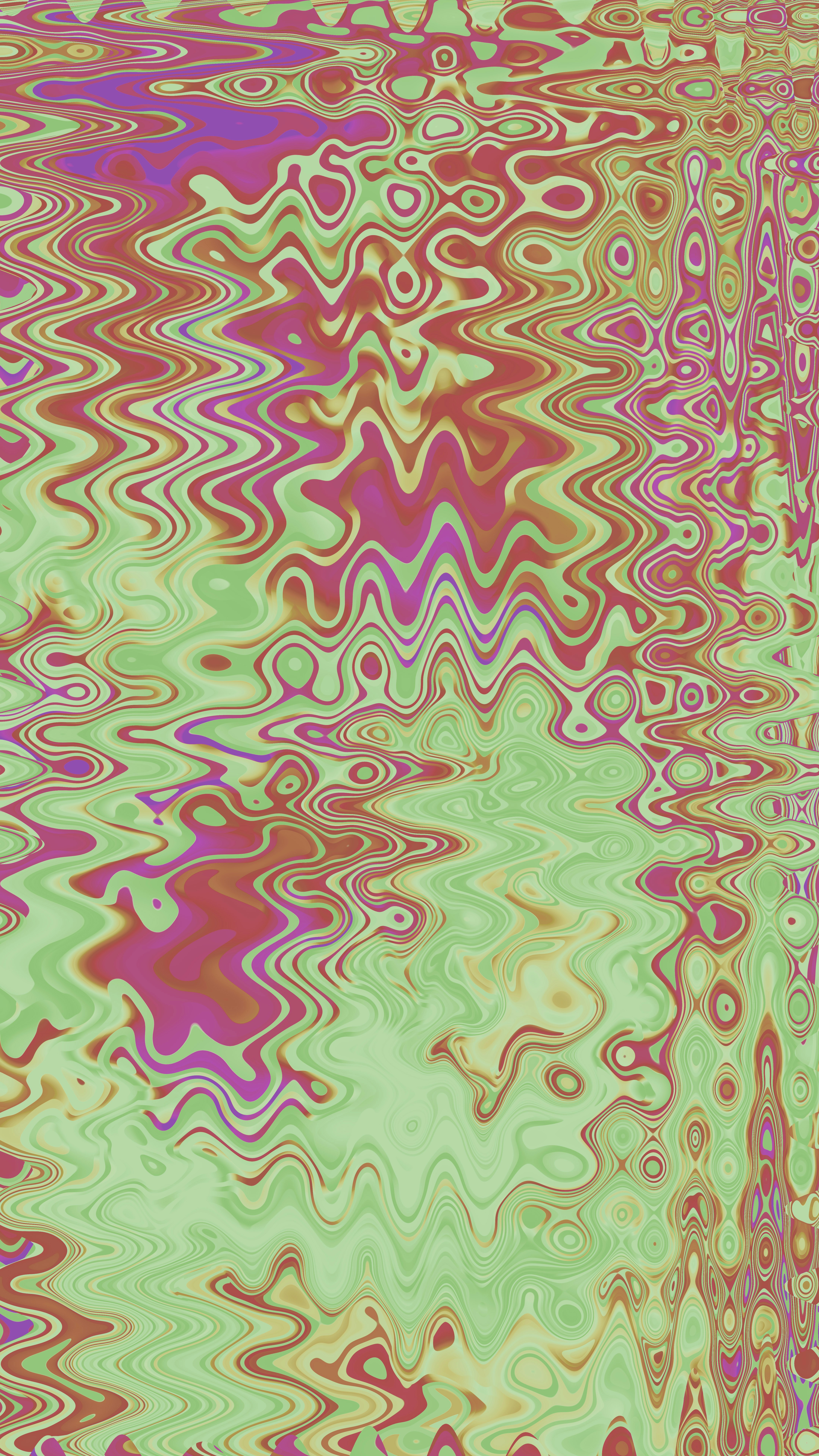 Abstract wavy pattern with green, magenta, and brown colors.