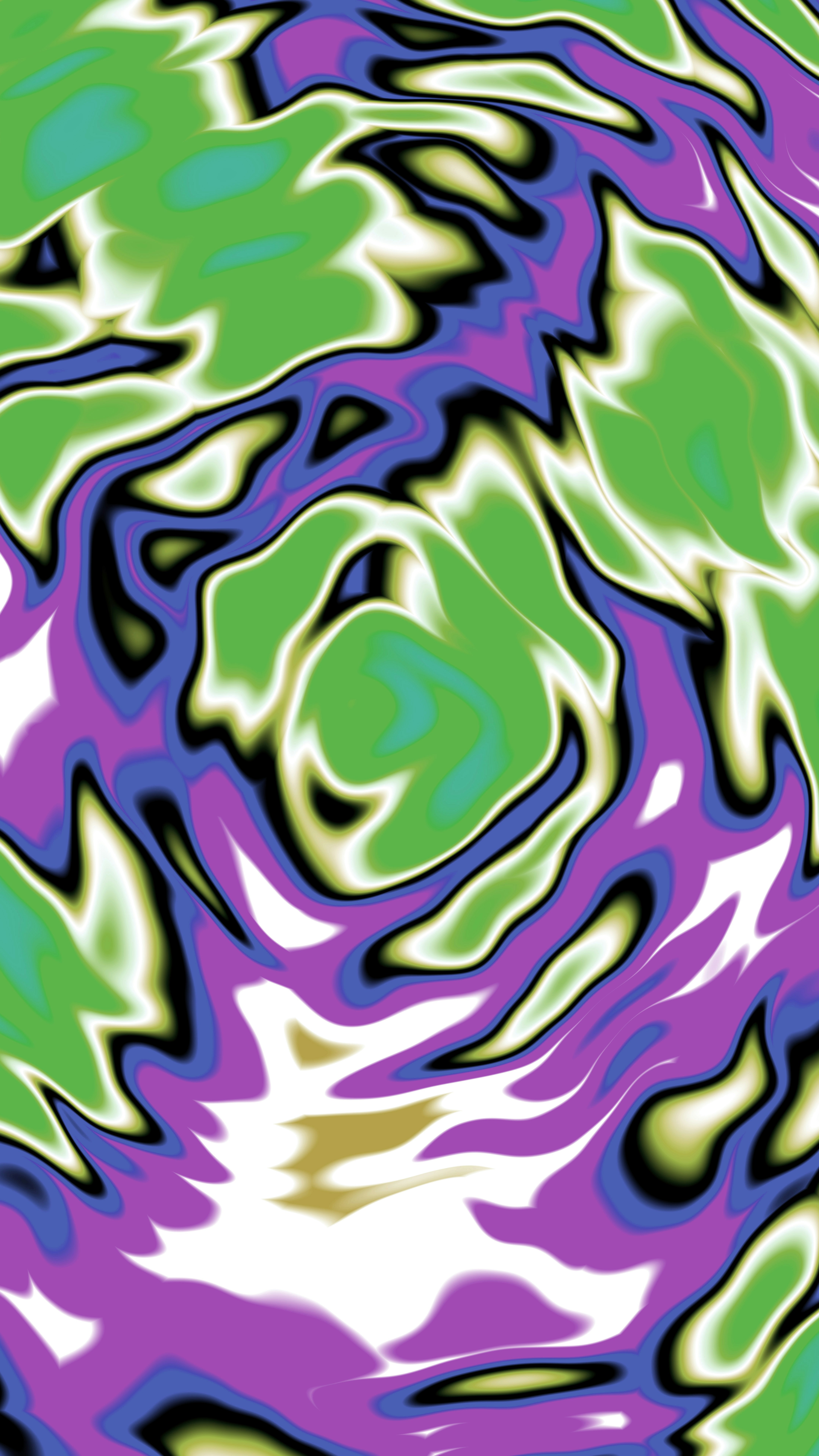 Vibrant abstract swirl of green, purple, blue, and white colors