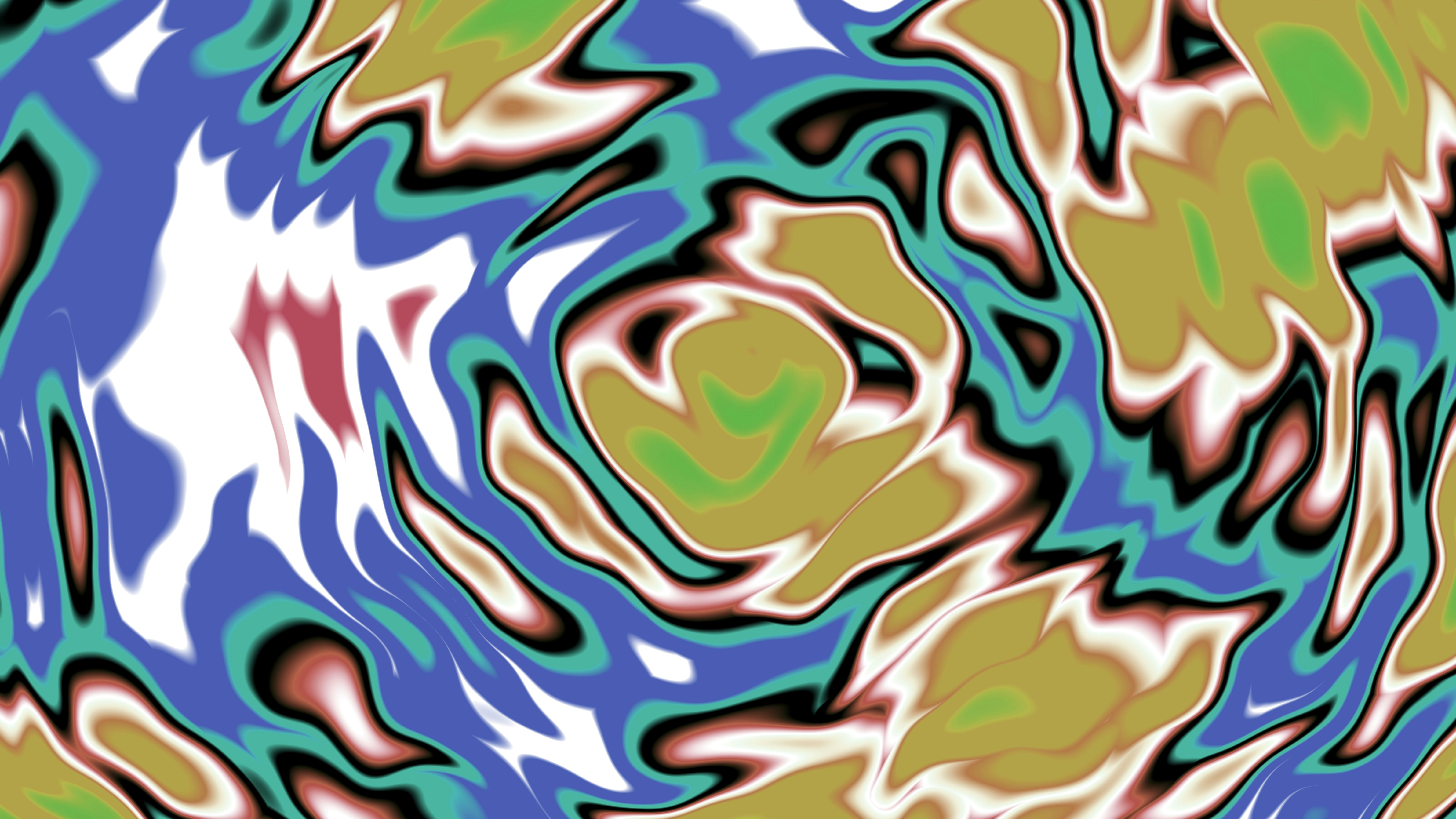Abstract swirling pattern with blue, green, brown, and white colors.