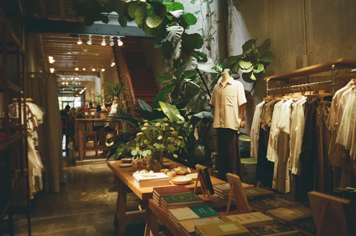 A quiet shop interior finished in wood and natural materials