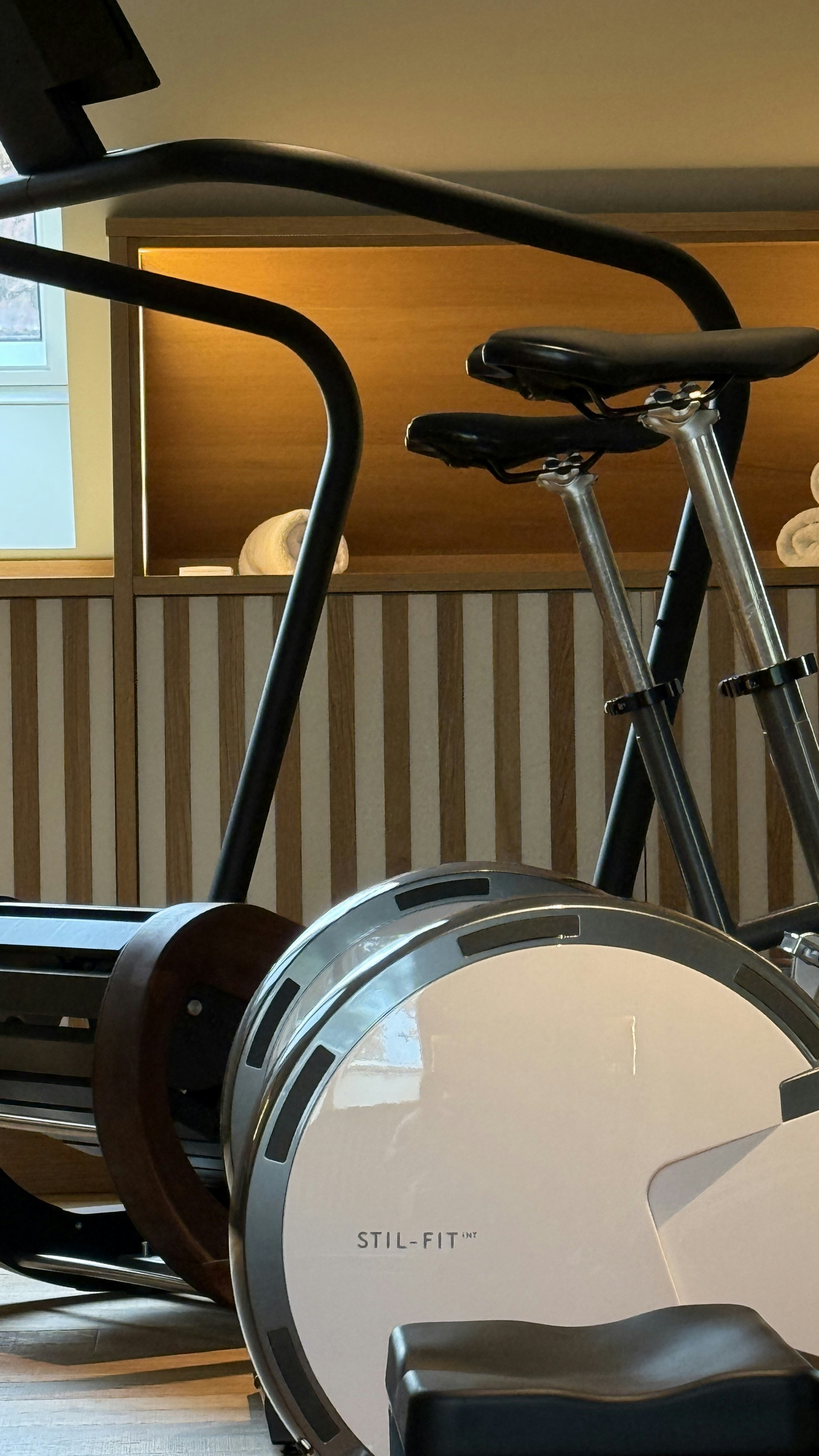 固定式自転車とローイングマシンを備えたスティルフィットのジム機器