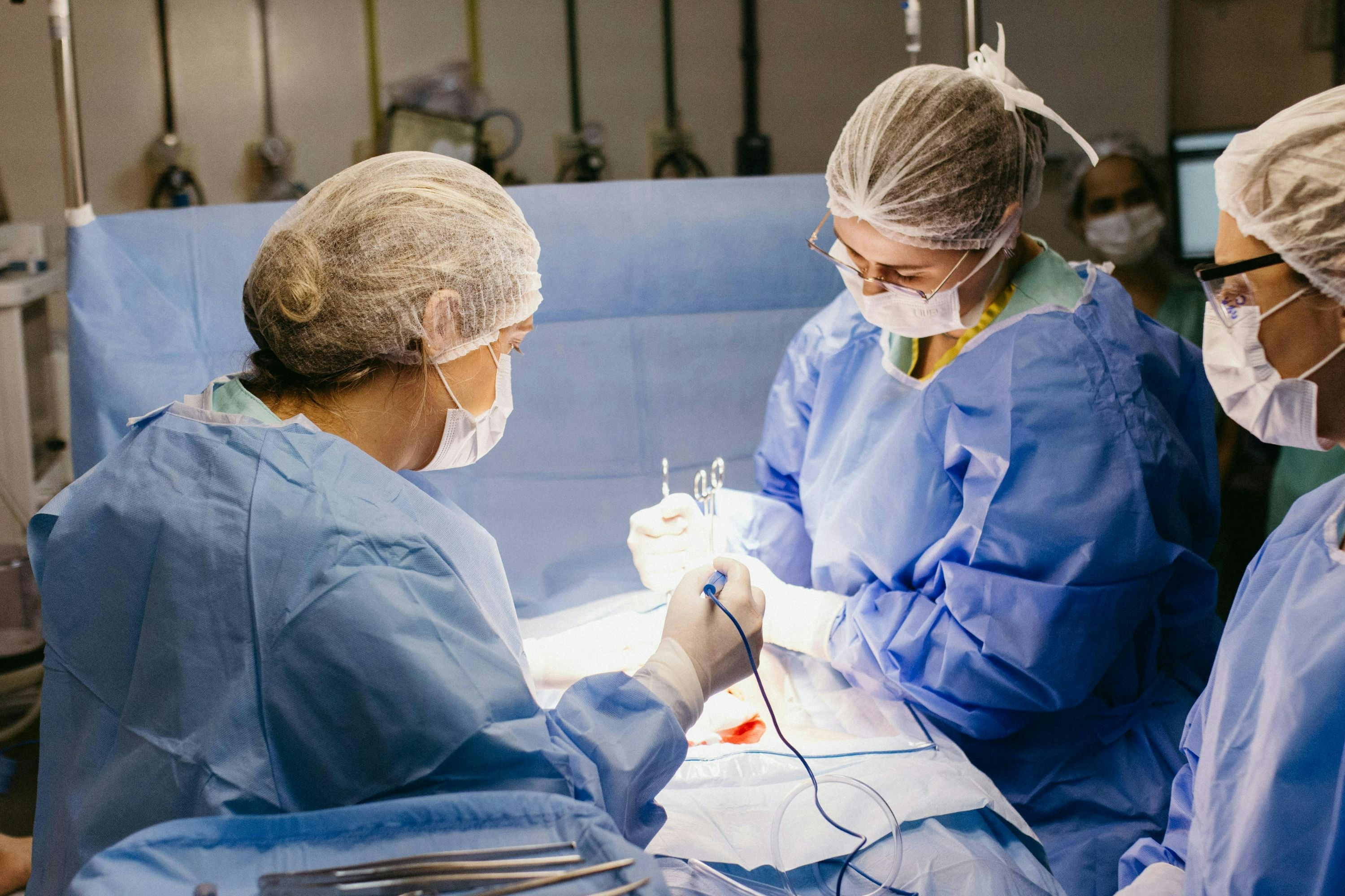 Surgical team working in a modern operating theatre