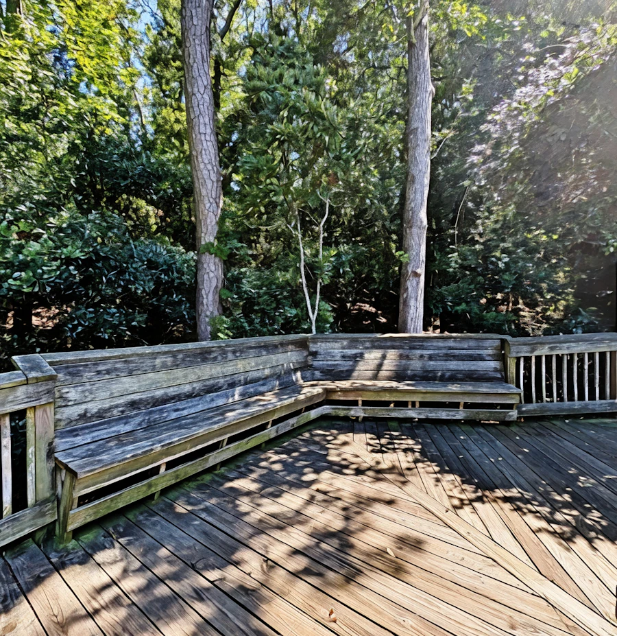 weathered wooden deck
