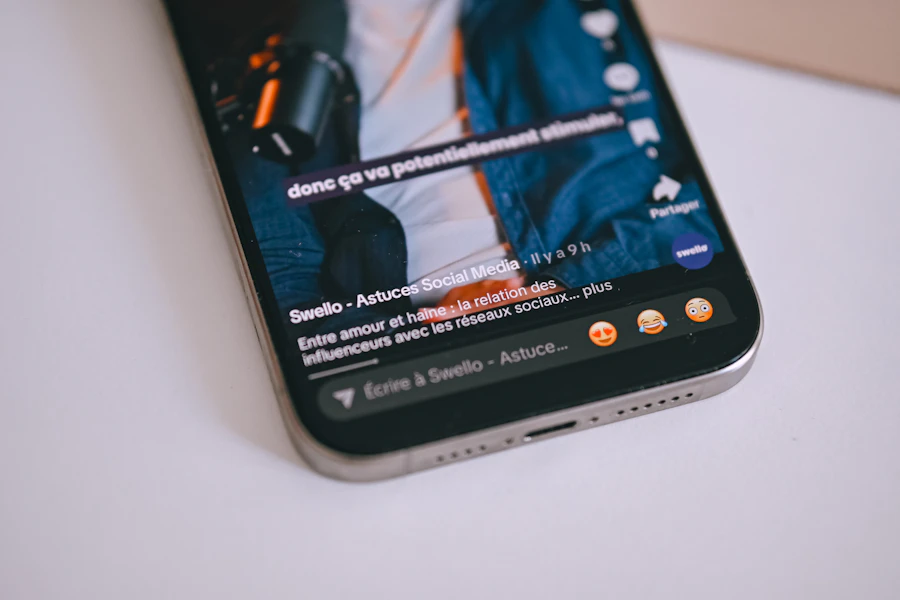 Smartphone displaying a social media video feed