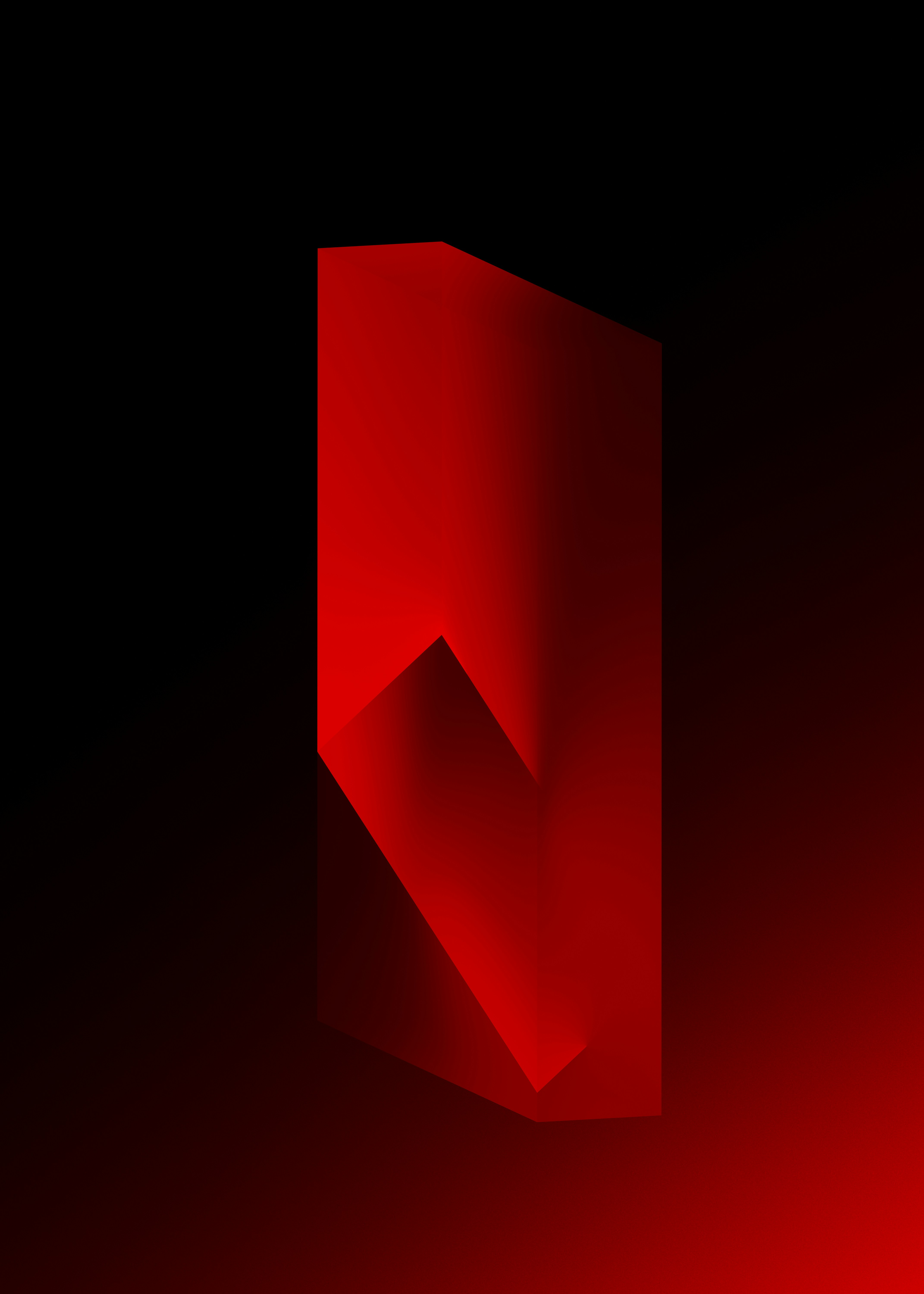 Abstract red geometric form with shadows