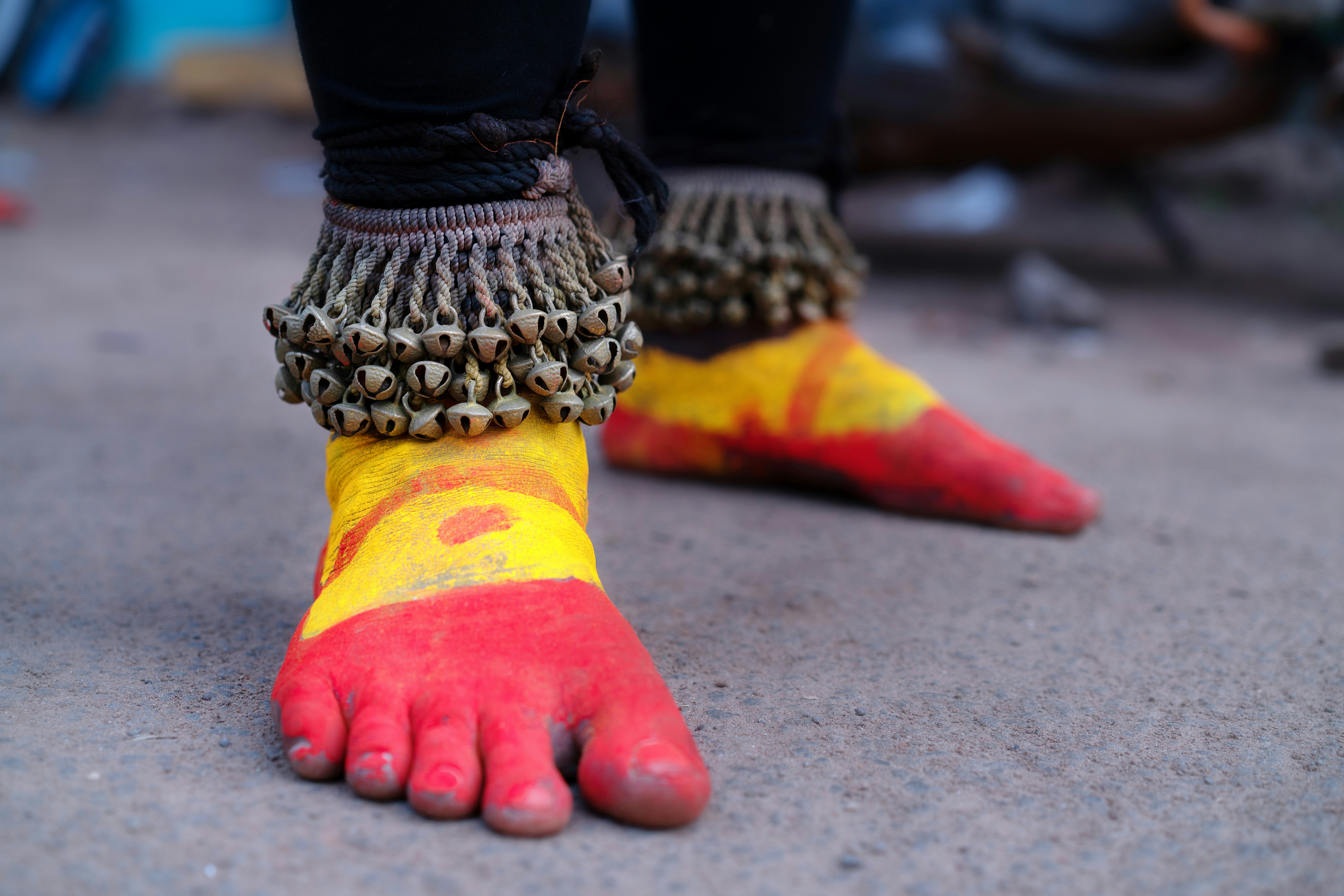 Dancer's feet with alta and ghungroo bells