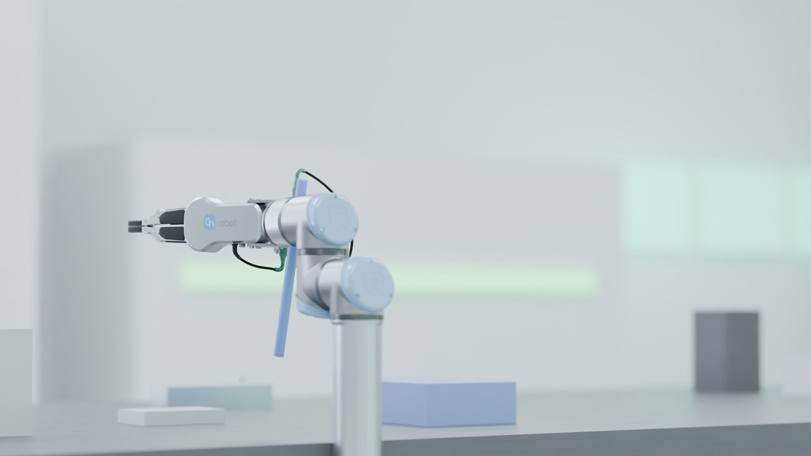 A robotic arm standing in a clean white laboratory
