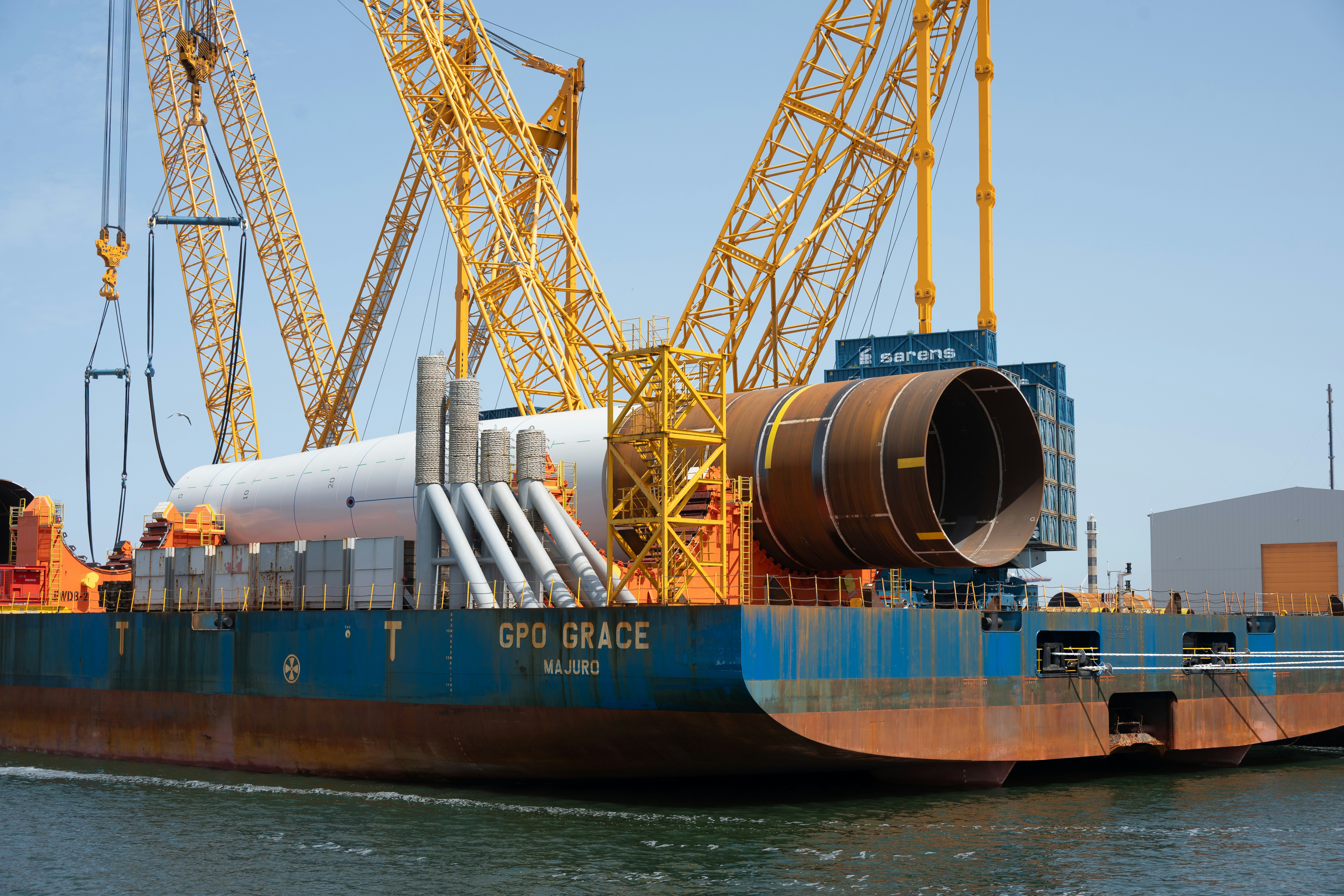 Barge spo grace transports large industrial components with cra…