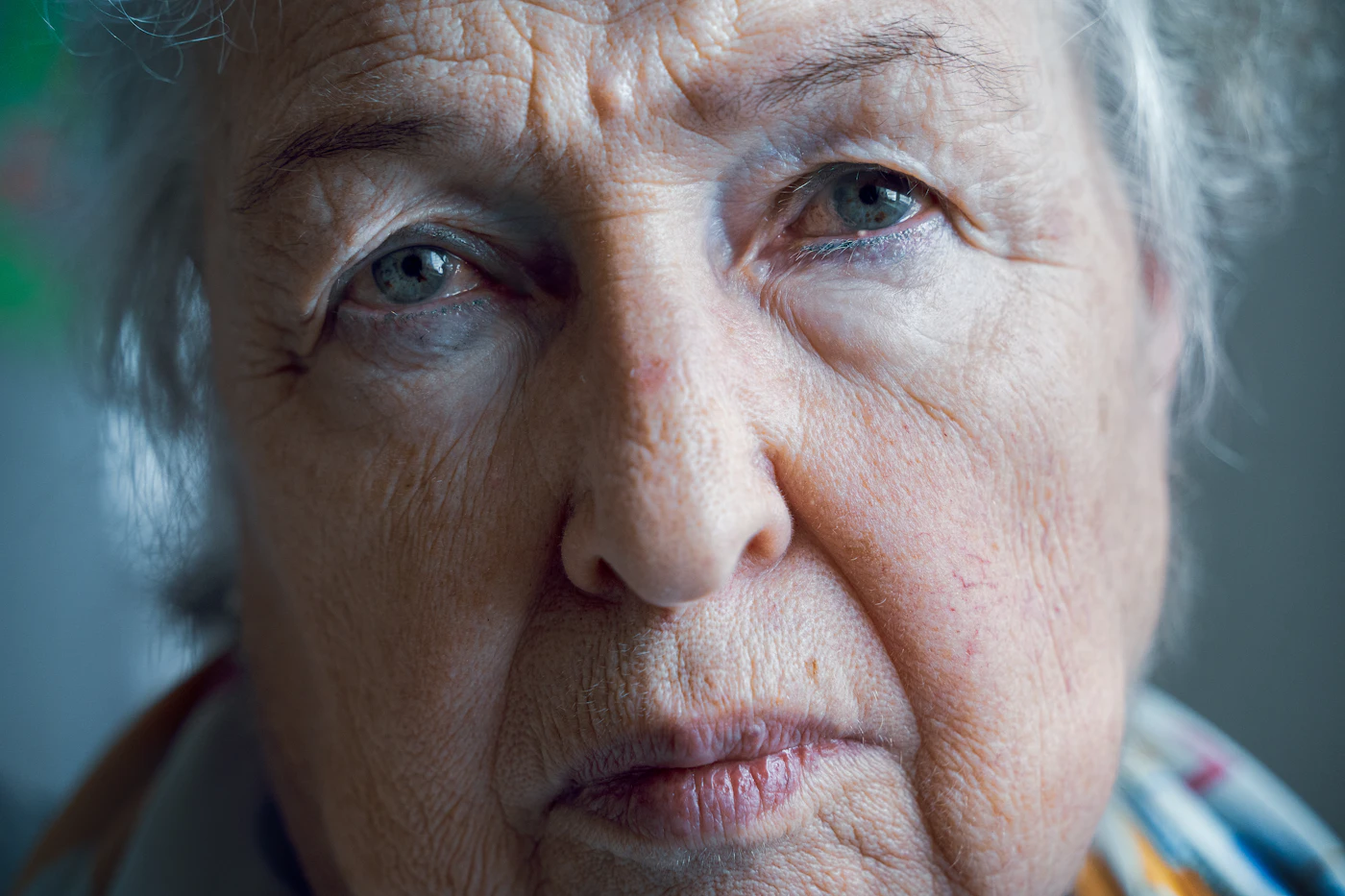 Older woman with naturally gray hair