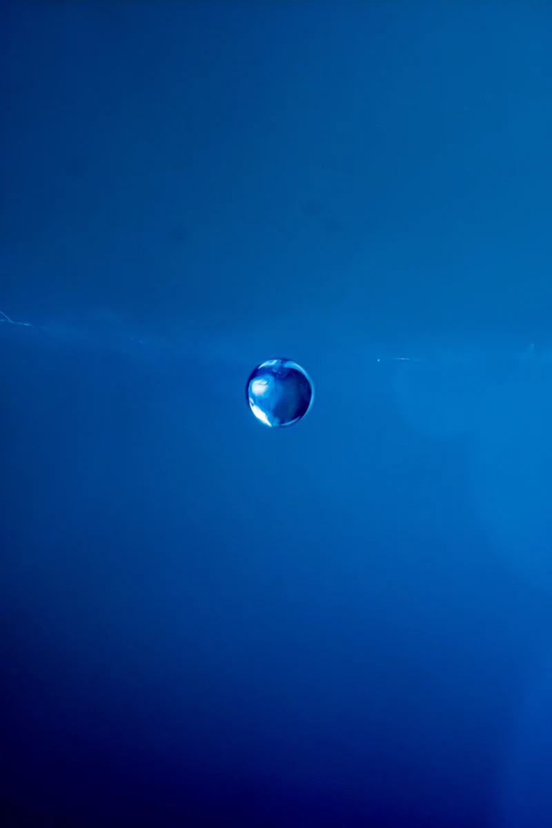 Wassertropfen vor blauem Verlauf